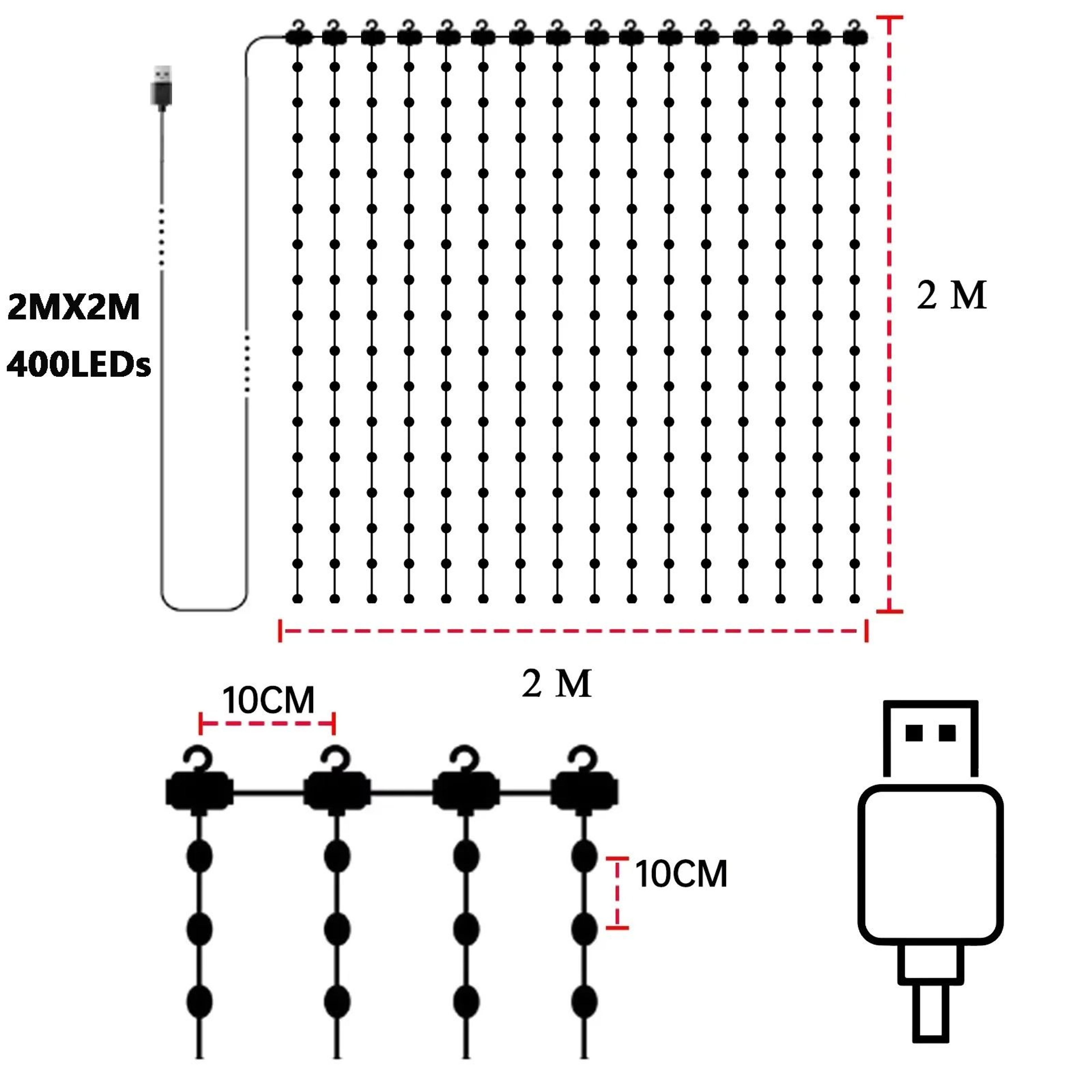 Customizable MultiPack Smart LED Curtain String Lights With App And Music Reactive Lighting 10