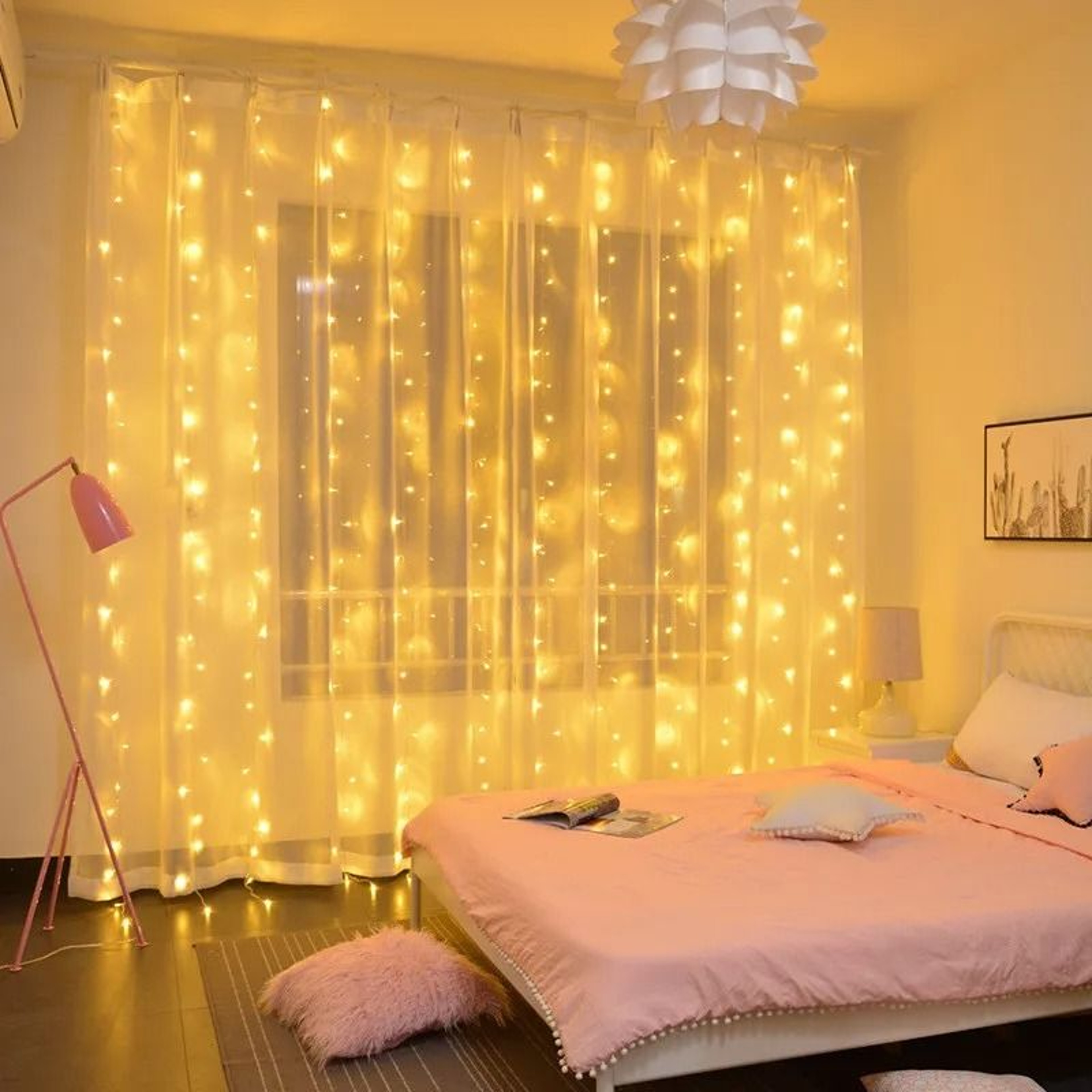 Remote Controlled 3M Series USB LED Festival Curtain String Lights with 8 Modes for Bedroom and Holiday Decor – view 2