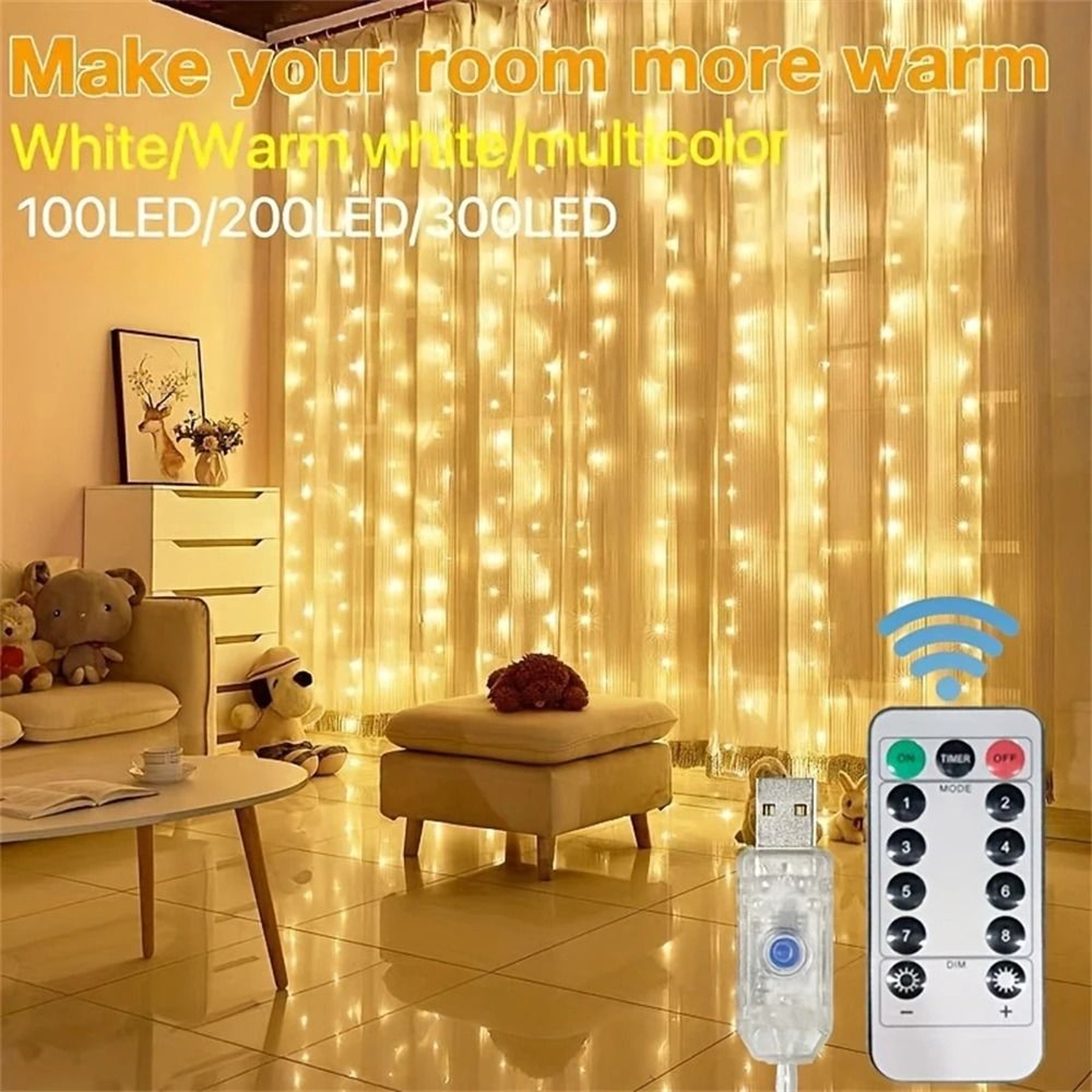 Remote Controlled USB LED Curtain Garland String Lights With 8 Modes For Bedroom And Living Room De 1