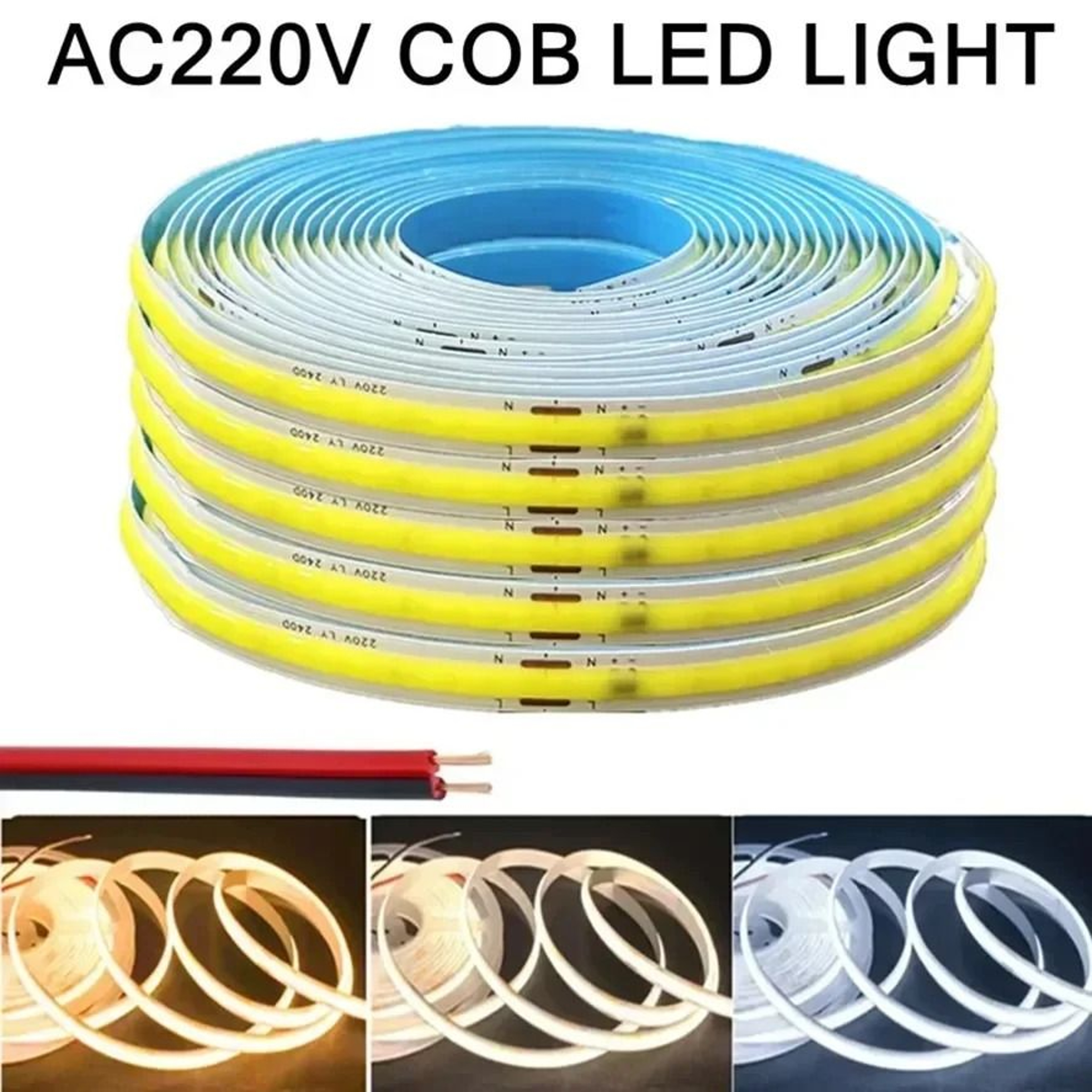 Driverless 220V High Density COB LED Strip Light With Smart IC RA95 Warm White For Linear Accent Li 0