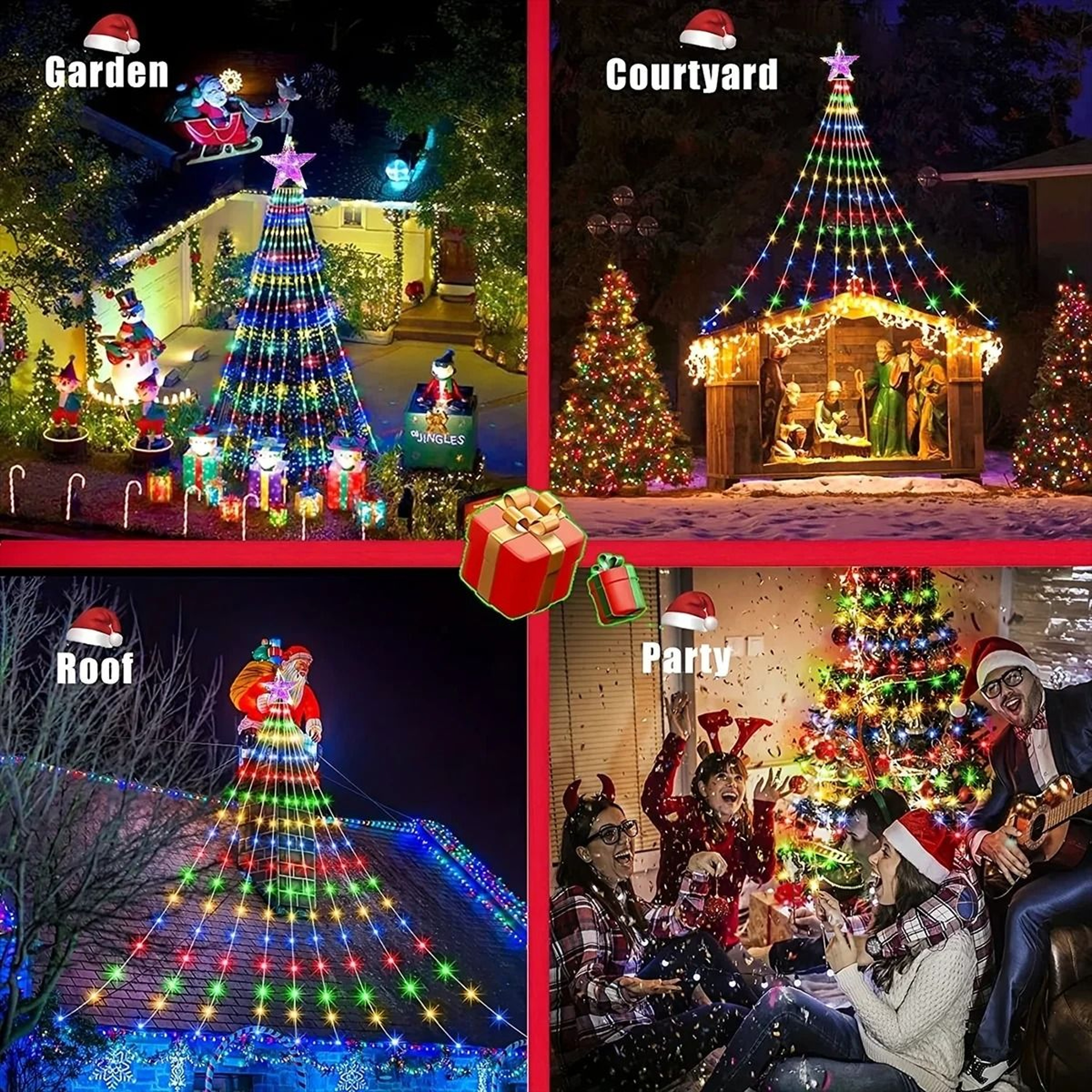Five Pointed Star Waterfall String Lights USB Or Solar Powered For Christmas Party Halloween And Ho 2
