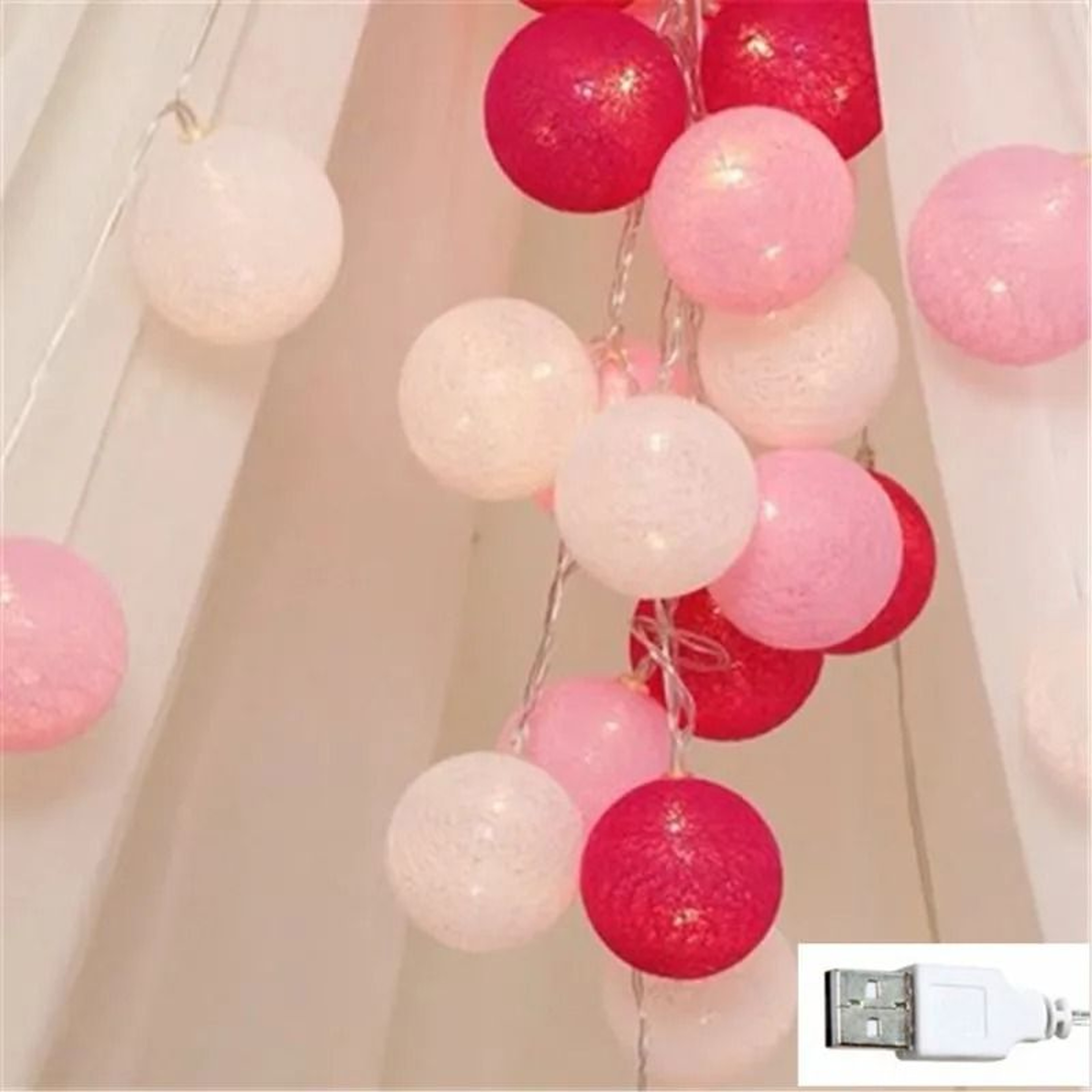 Cotton Ball LED String Lights For Home Decor Party Wedding And Christmas Decoration 15