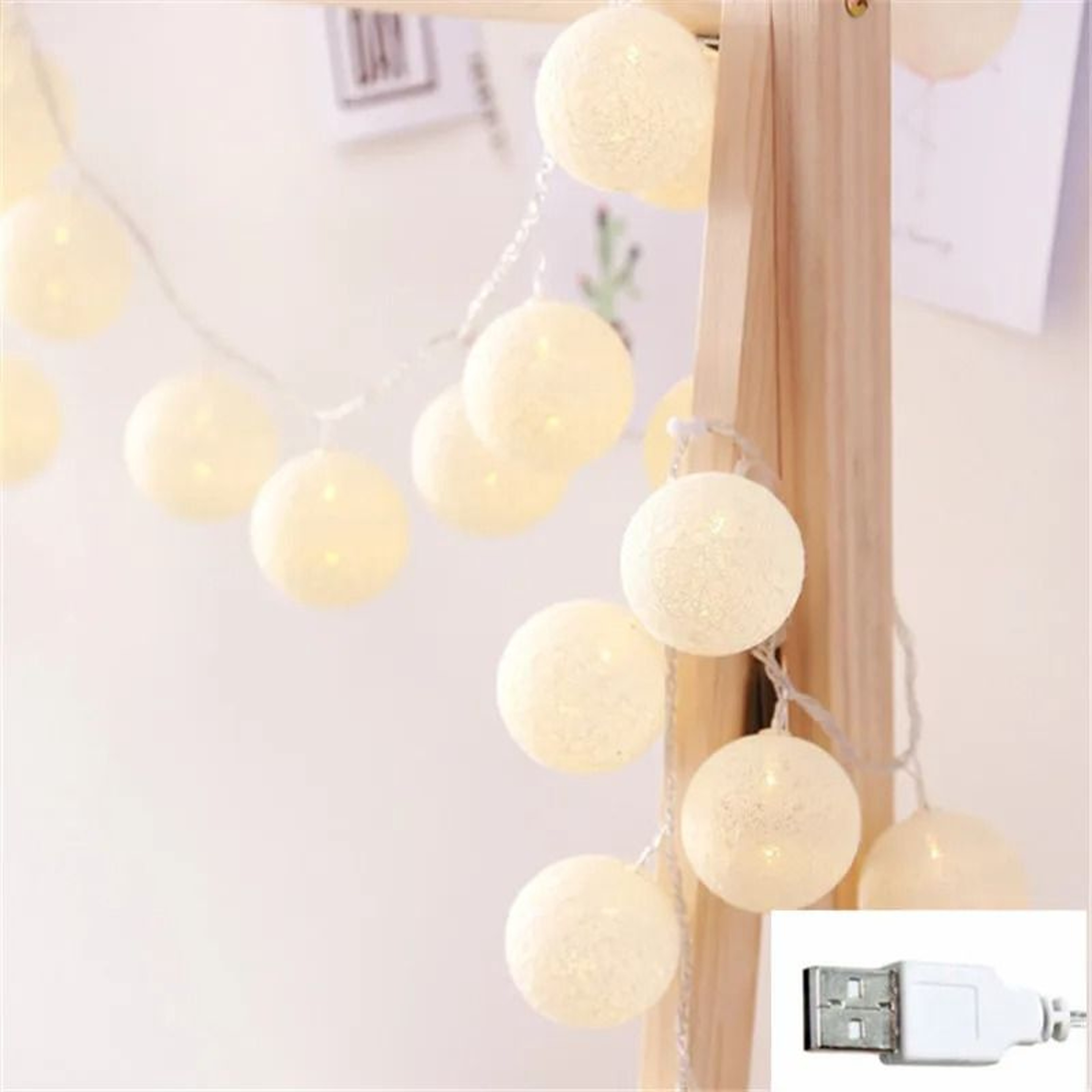 Cotton Ball LED String Lights For Home Decor Party Wedding And Christmas Decoration 6