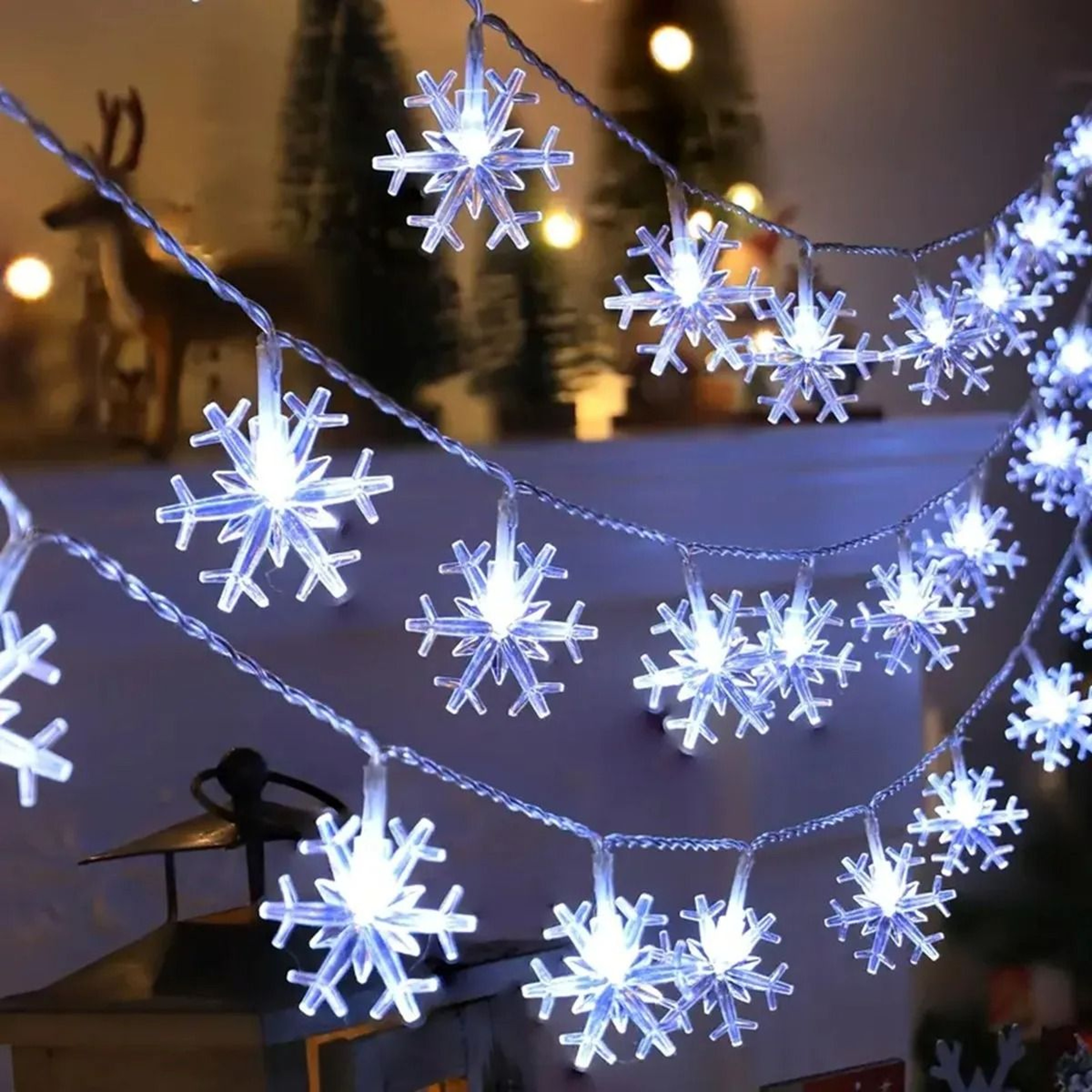 LED Christmas Snowflake String Lights Indoor And Outdoor Hanging Decorative Fairy Atmosphere Lamp F 0