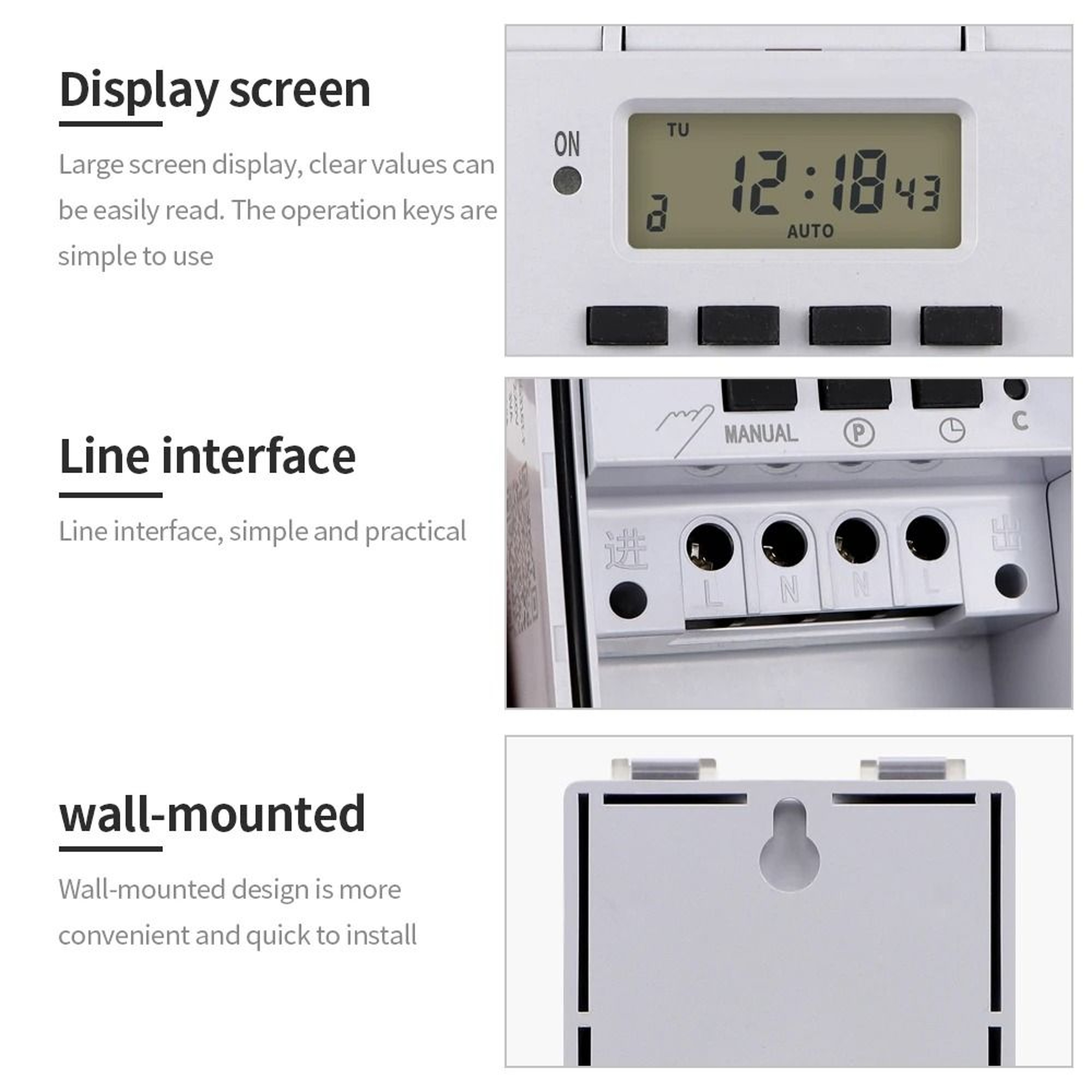 220V 30A Digital Time Control Switch Weekly 7 Day Programmable Electronic Timer Relay With Button L 5