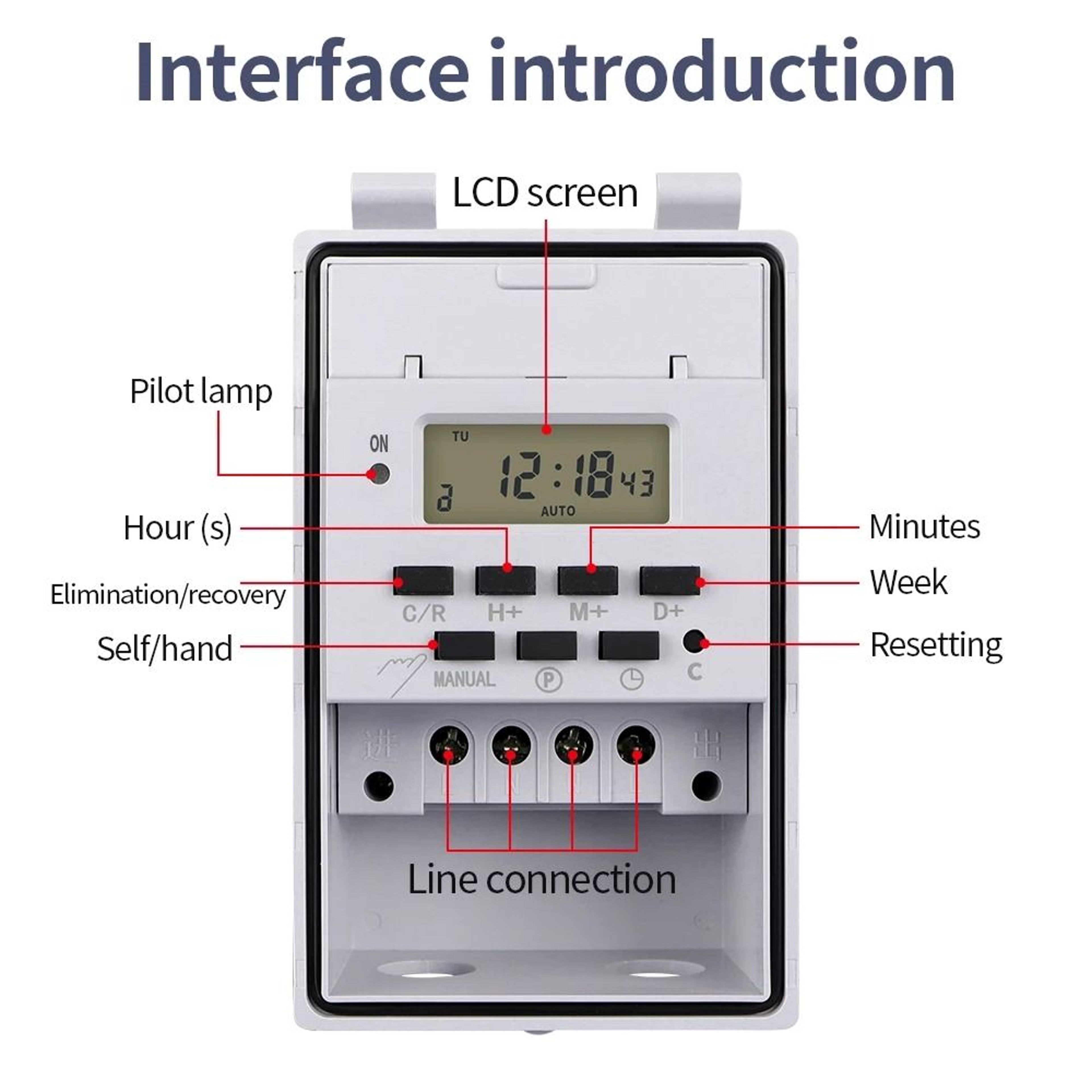220V 30A Digital Time Control Switch Weekly 7 Day Programmable Electronic Timer Relay With Button L 6