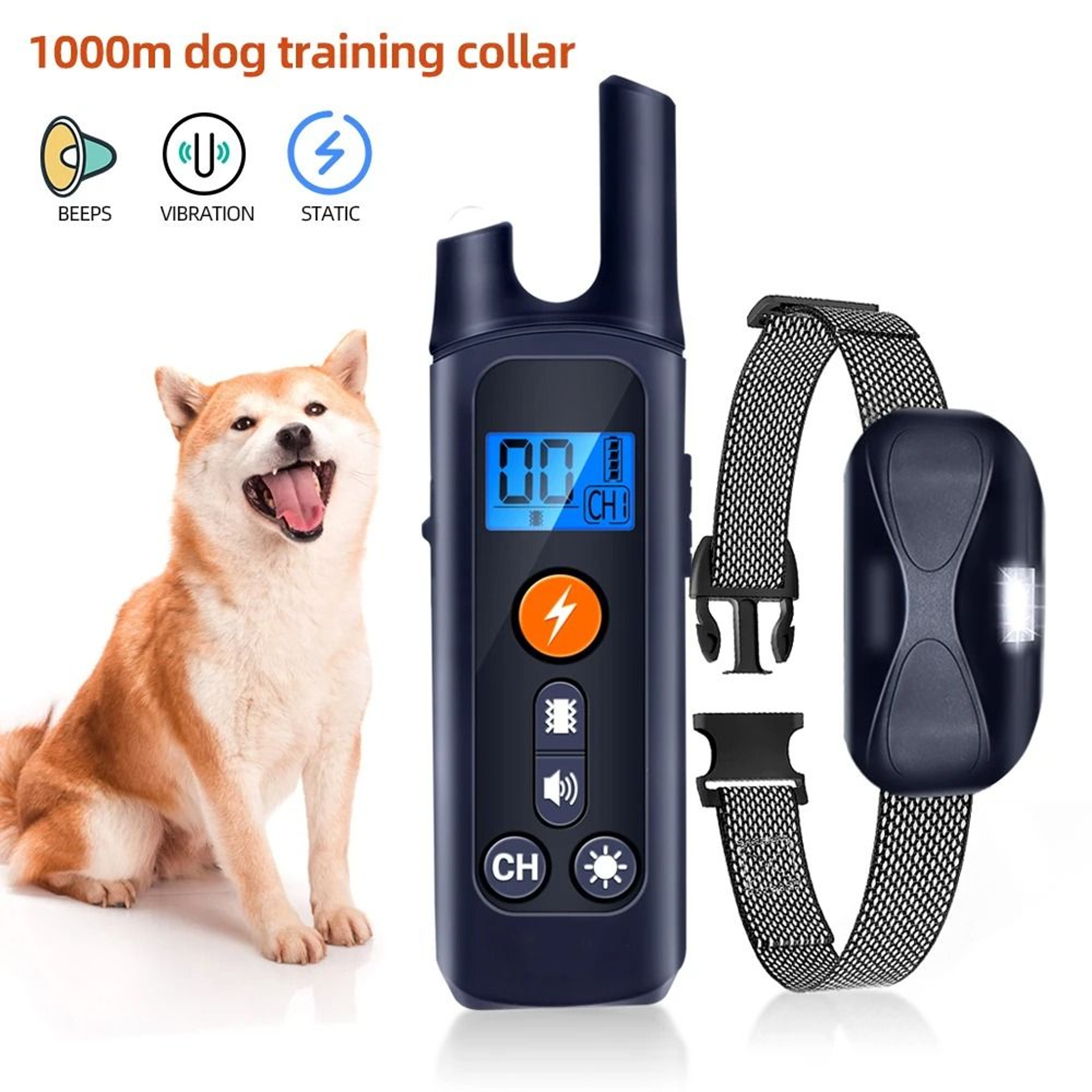 Remote Dog Training Collar Waterproof Rechargeable 1093 Yard Range Electric Pet Collar With Shock V 0