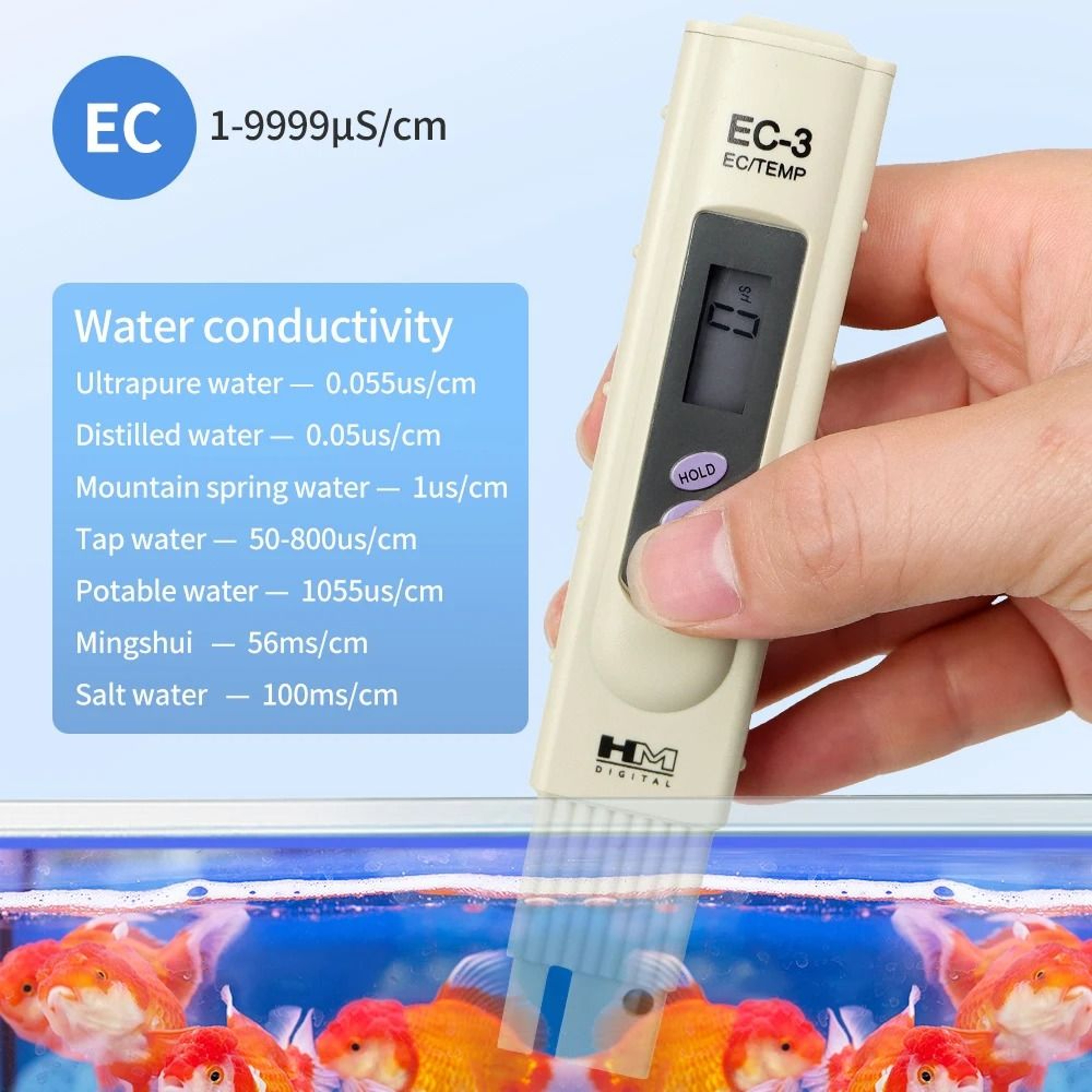 Digital Handheld 2 In 1 Electrical Conductivity And Temperature Meter Water Quality Testing Pen For 3