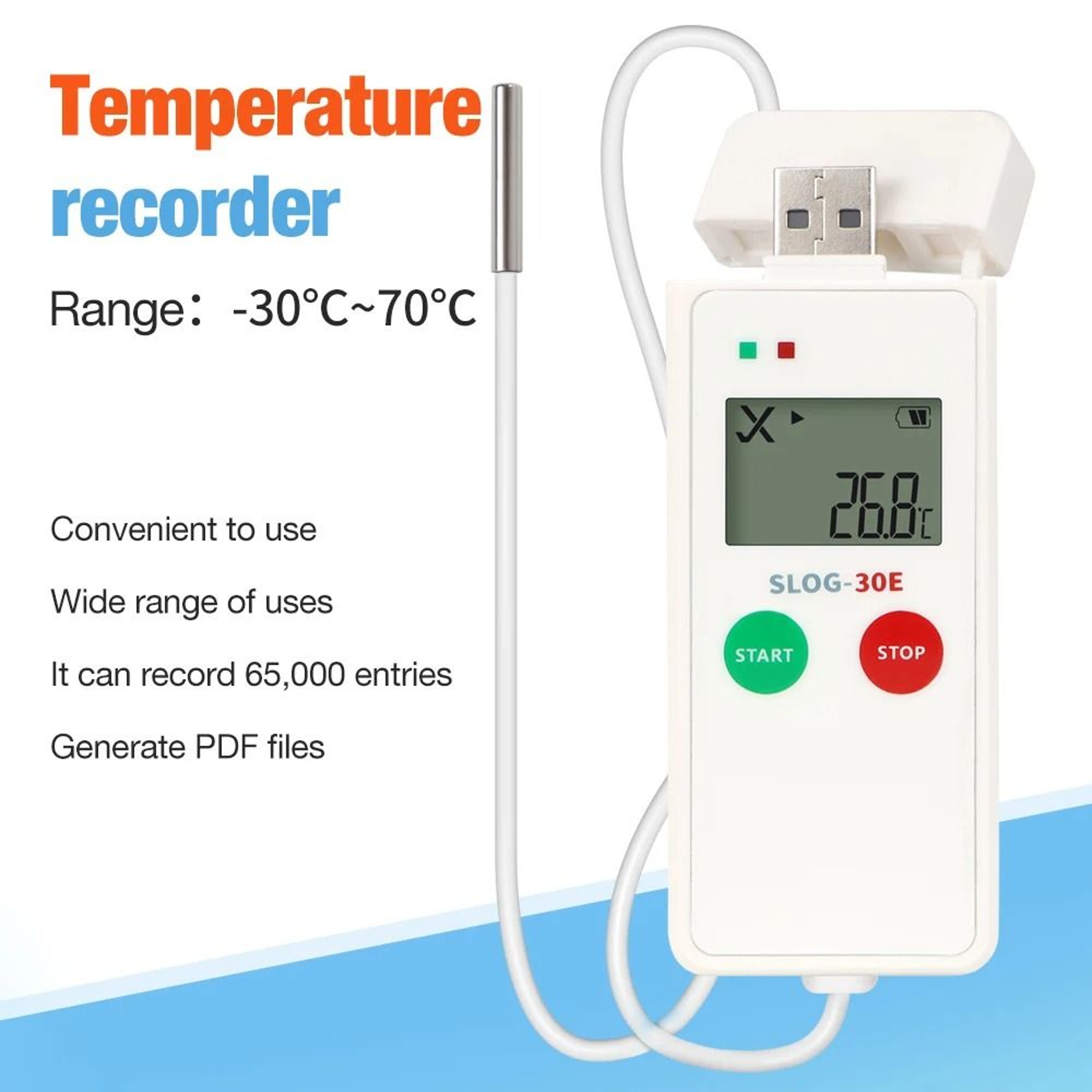 USB Temperature And Humidity Data Logger 65000 Point Storage PDF Recorder For Cold Chain Transport 8