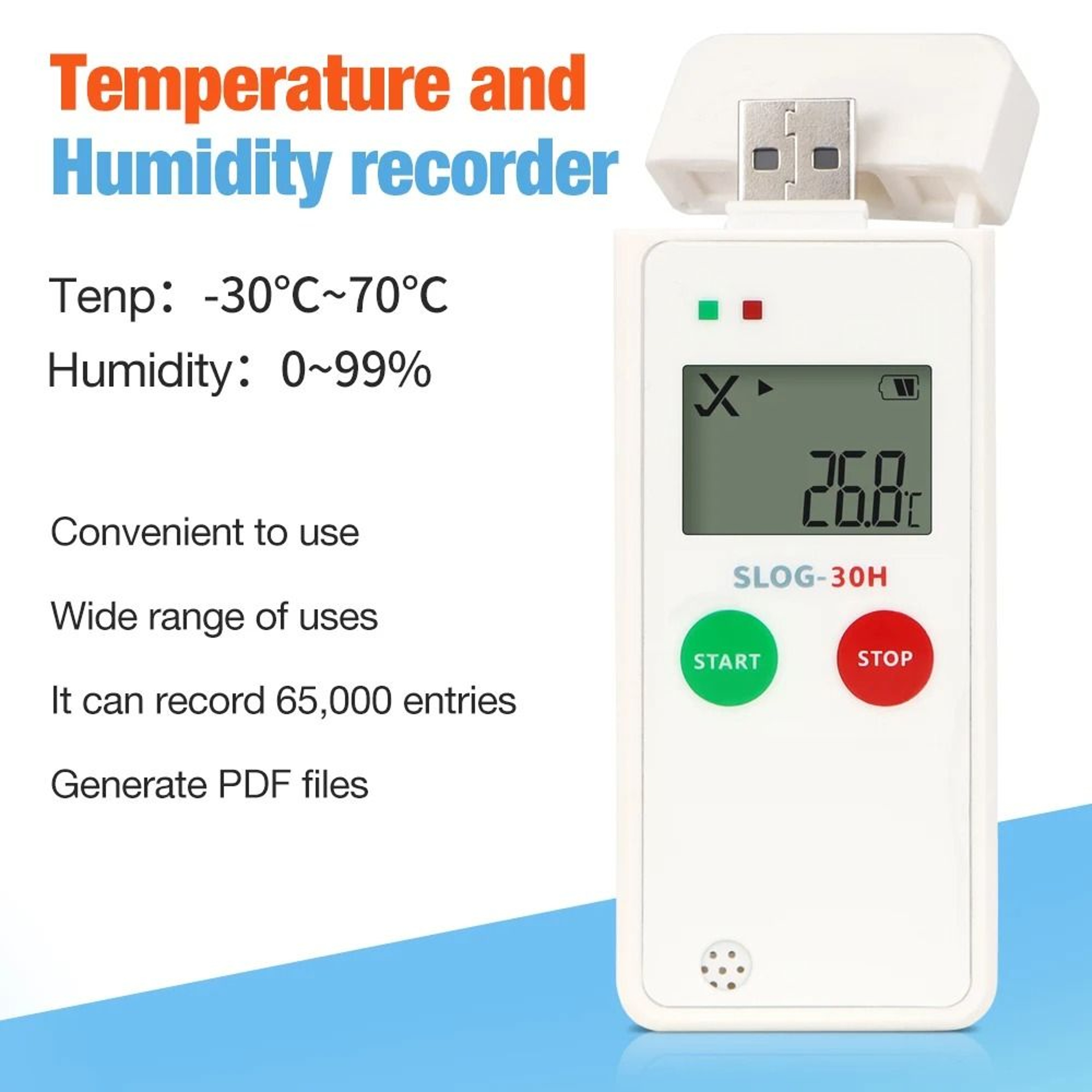 USB Temperature And Humidity Data Logger 65000 Point Storage PDF Recorder For Cold Chain Transport 7