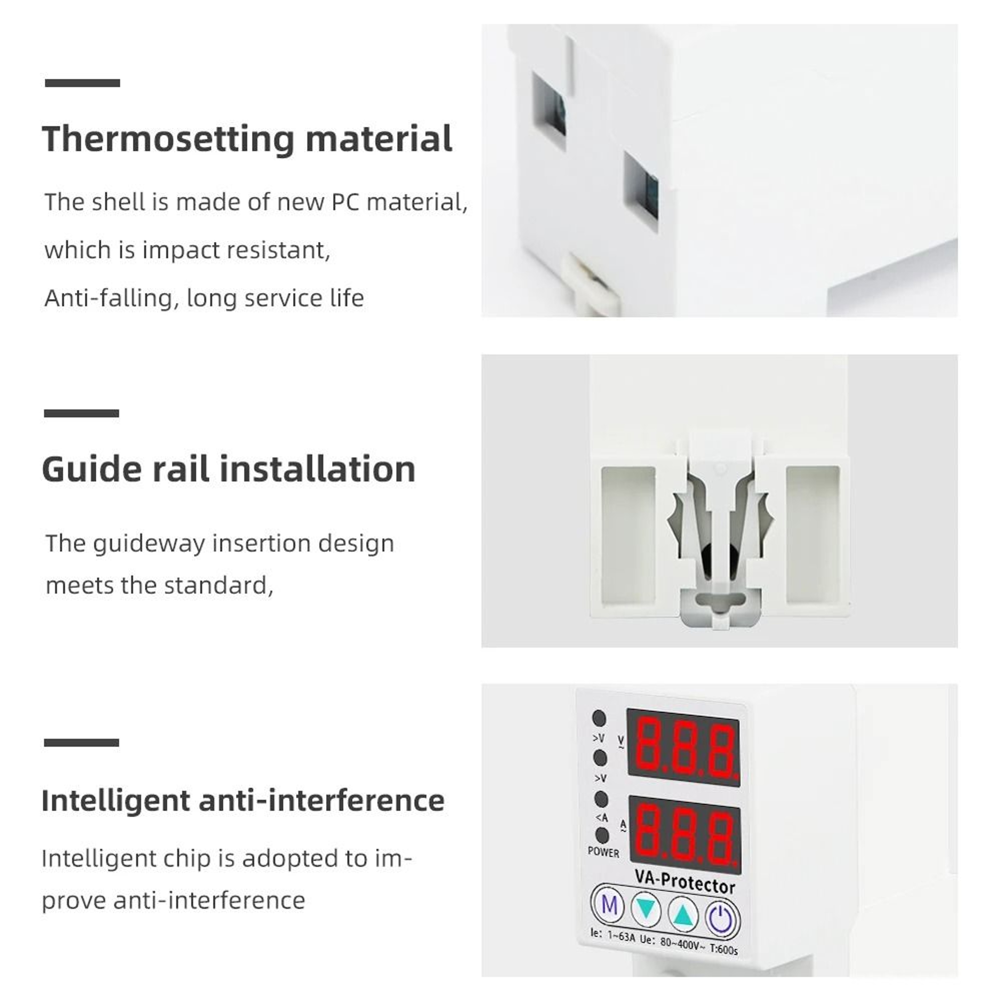 Adjustable Digital Voltage And Current Relay 220V 40A 63A Household Circuit Surge Protector Switch  3