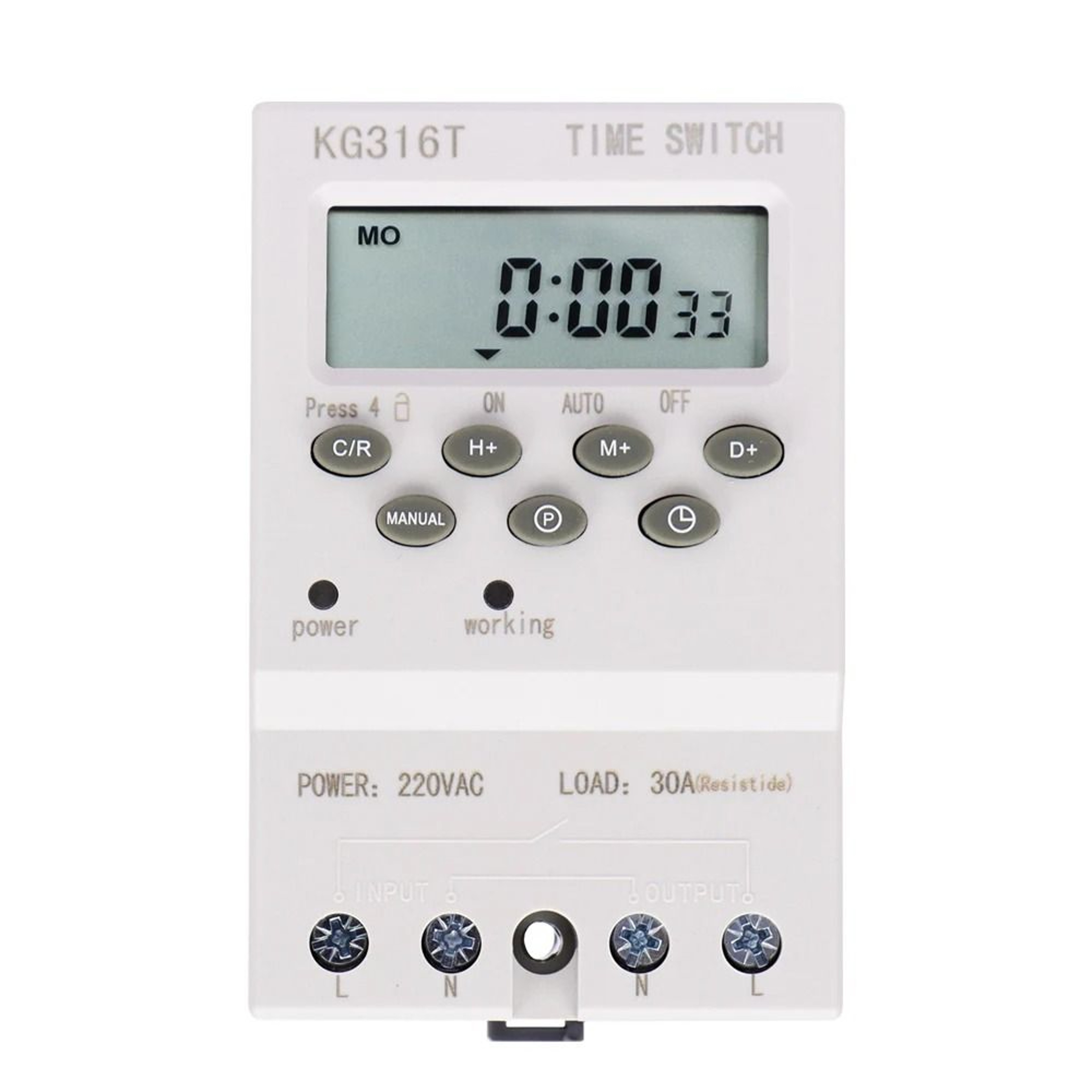 Digital Weekly Timer Switch 7 Day Programmable Relay Control 220V 25A 30A High Load Switch With Pow 7