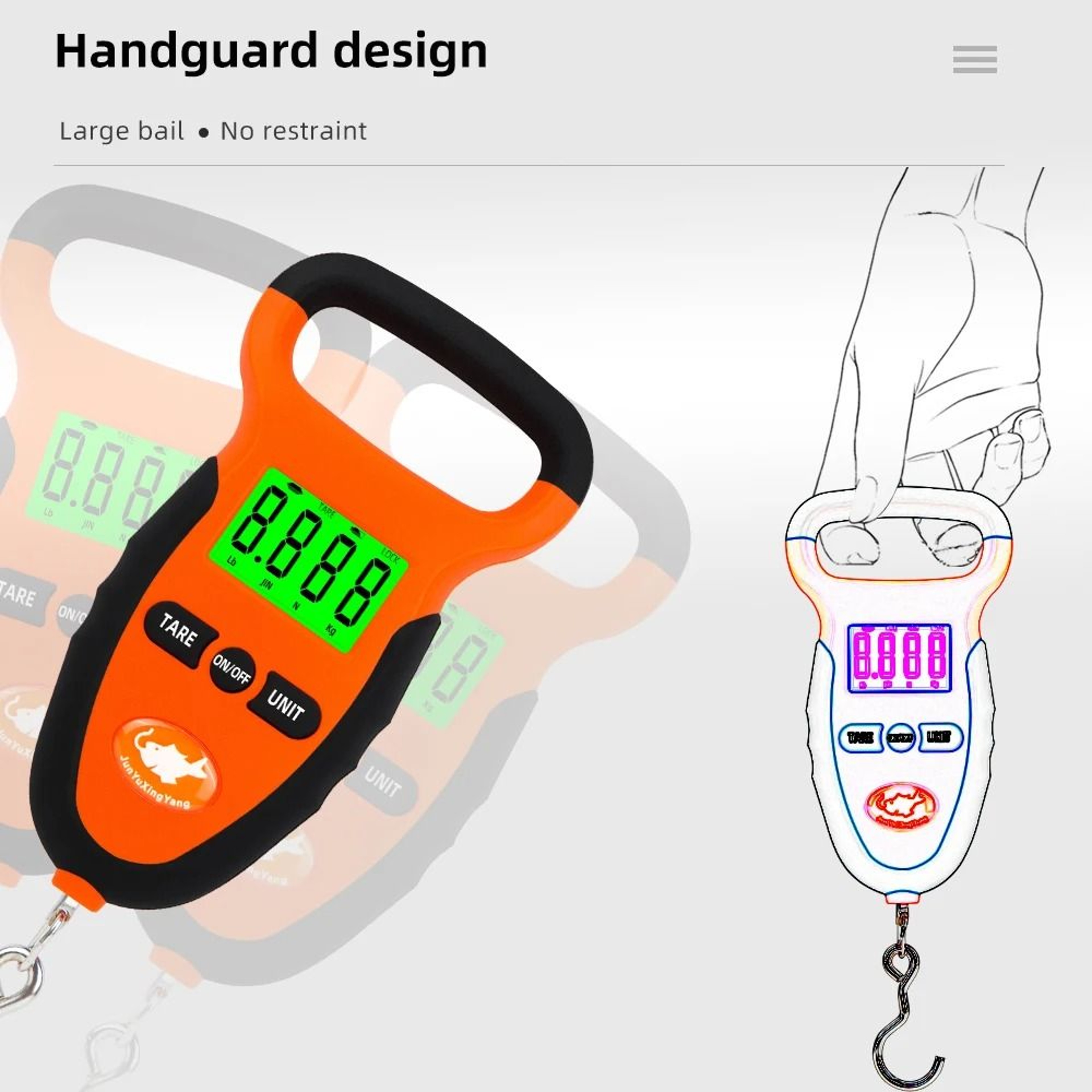 Waterproof Portable Digital Hanging Scale 110 Lb Capacity Fish And Luggage Hook Scale With LCD Scre 3