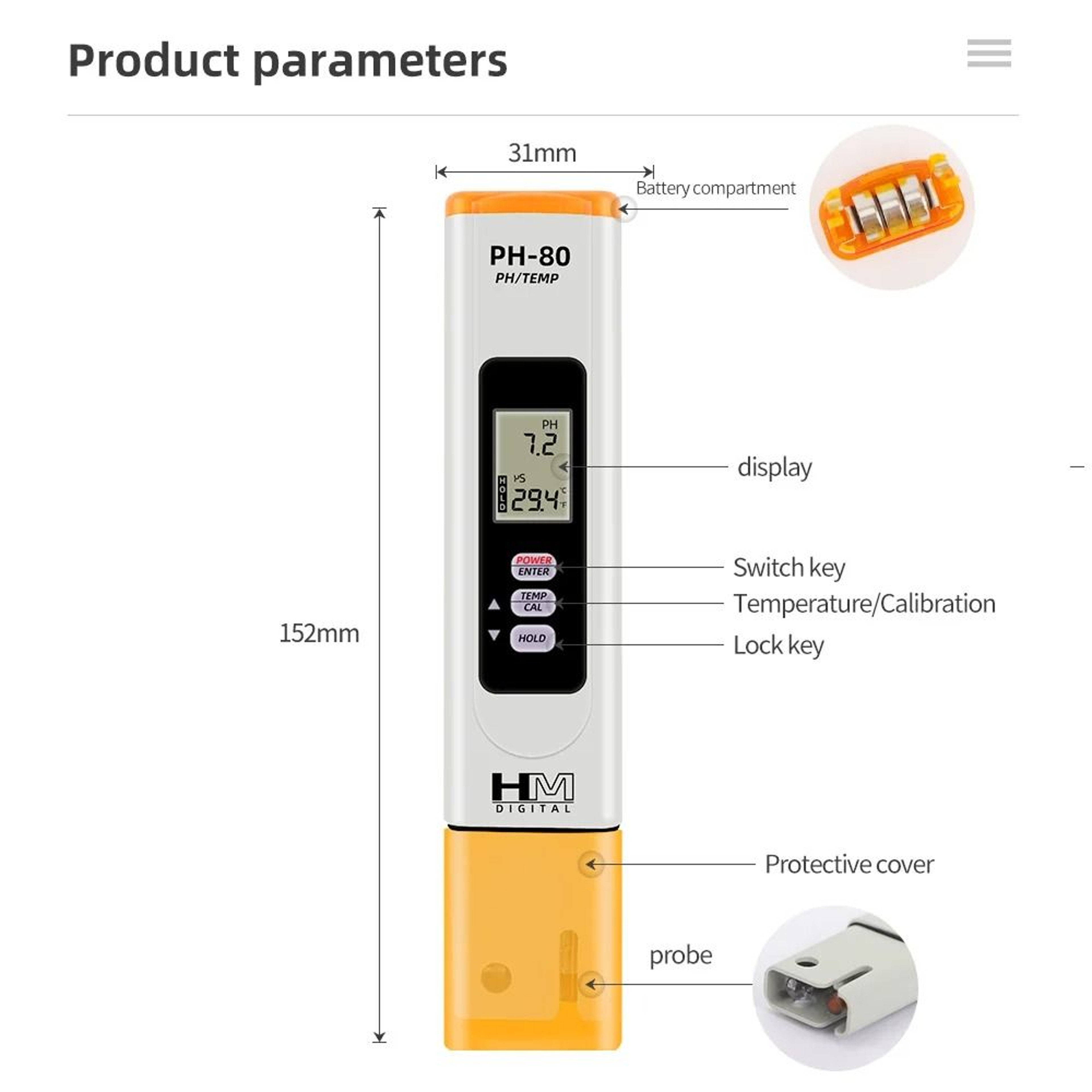 Digital Water Quality PH And Temperature Meter Tester Pen With ATC For Aquariums Hydroponics And Po 4