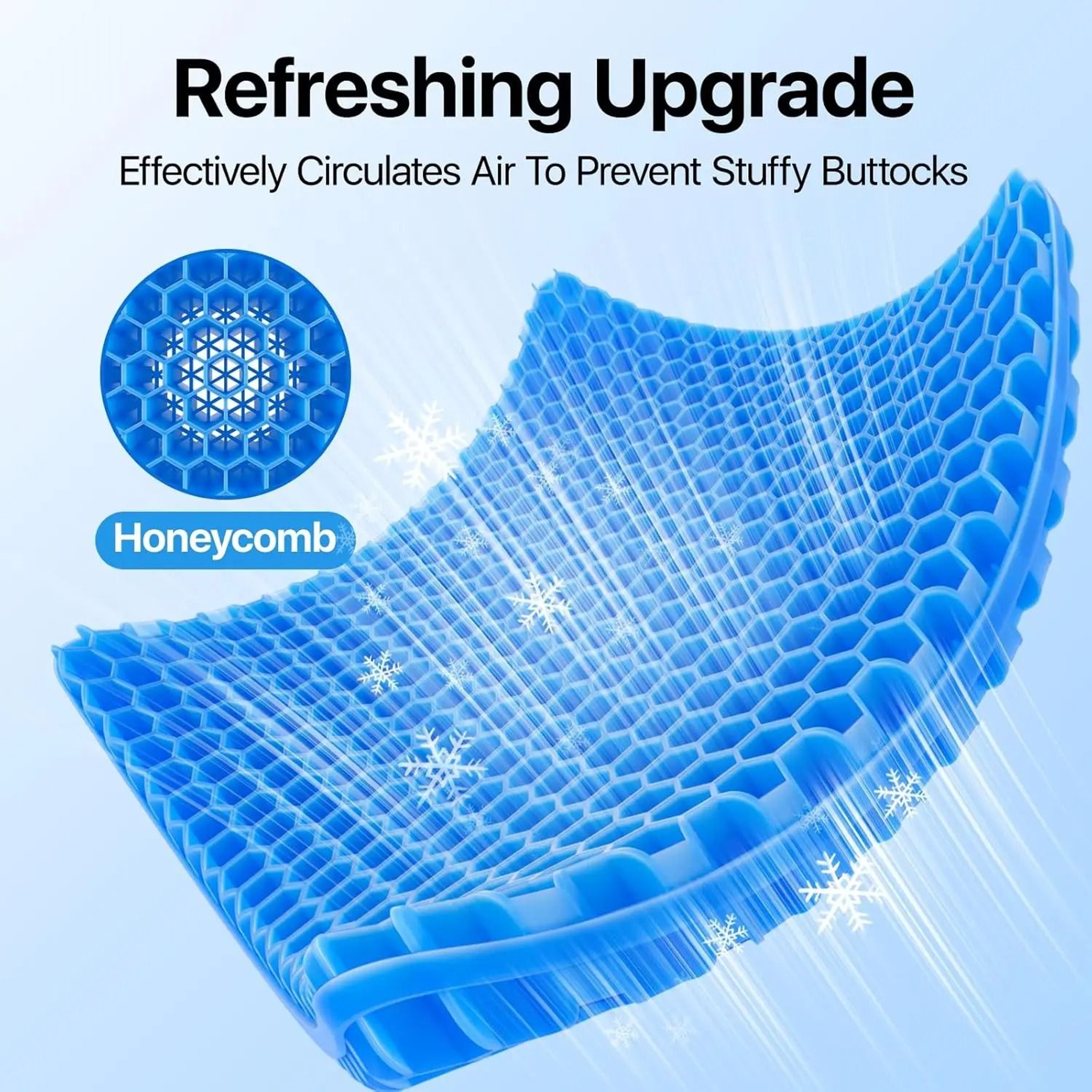 Car Gel Seat Cushion Breathable Cooling Pad Pressure Relief Universal Honeycomb Butt Cushion For Of 1