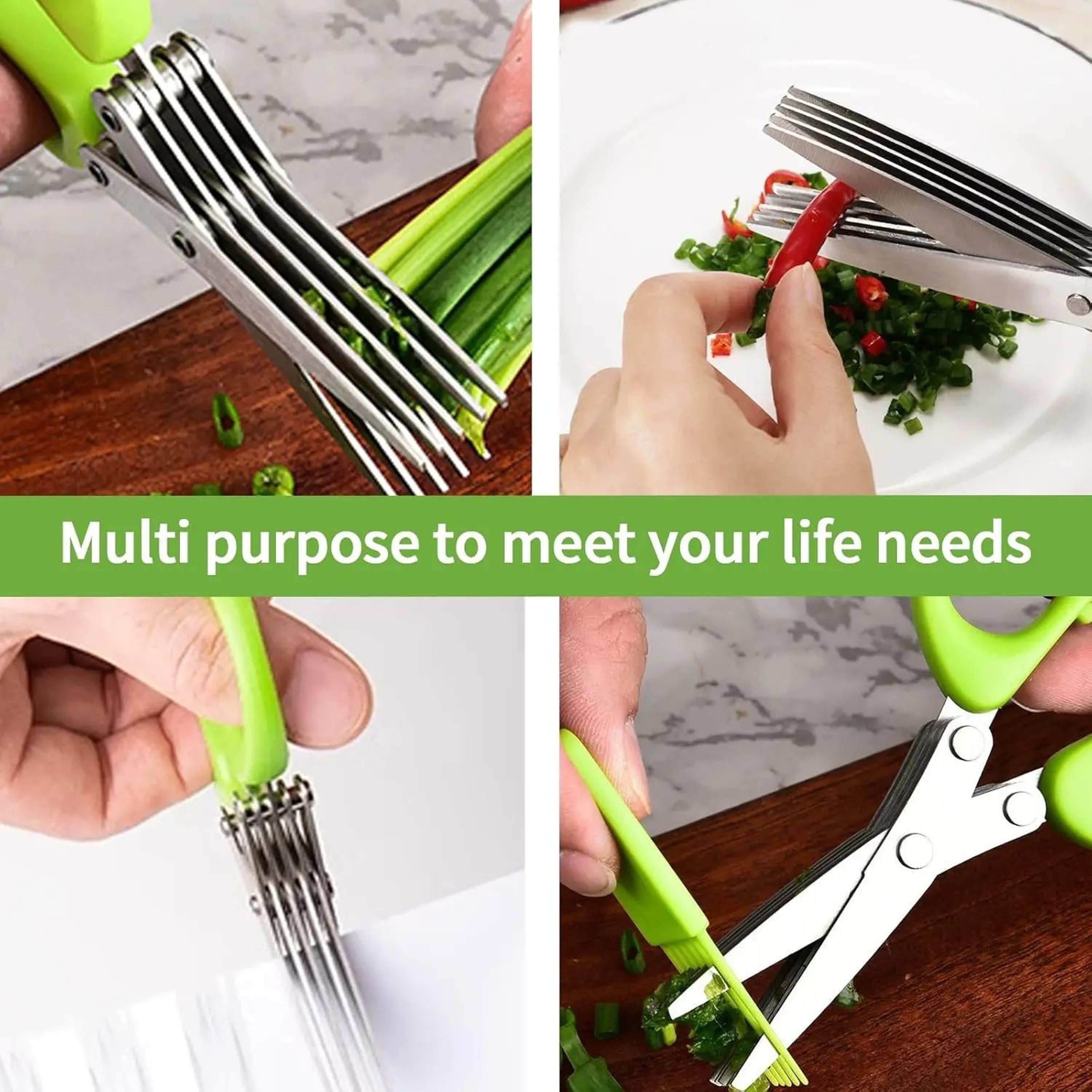 Multifunctional Stainless Steel Multi Layer Kitchen Herb Scissors Shredded Scallion And Pepper Chop 1