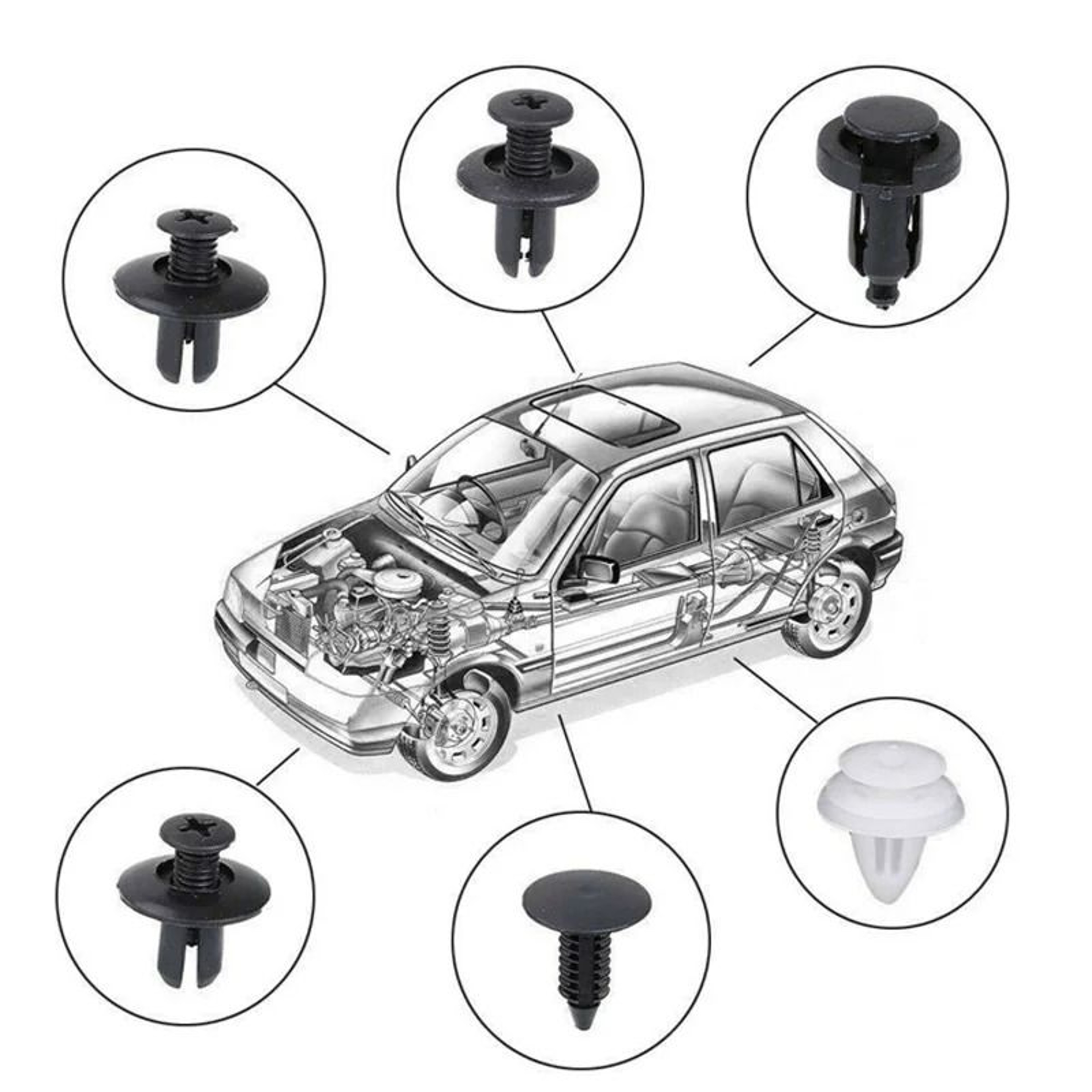Universal Car Fastener Push Retainer Clip Set Bumper And Door Trim Panel Rivet Kit With Storage Cas 1