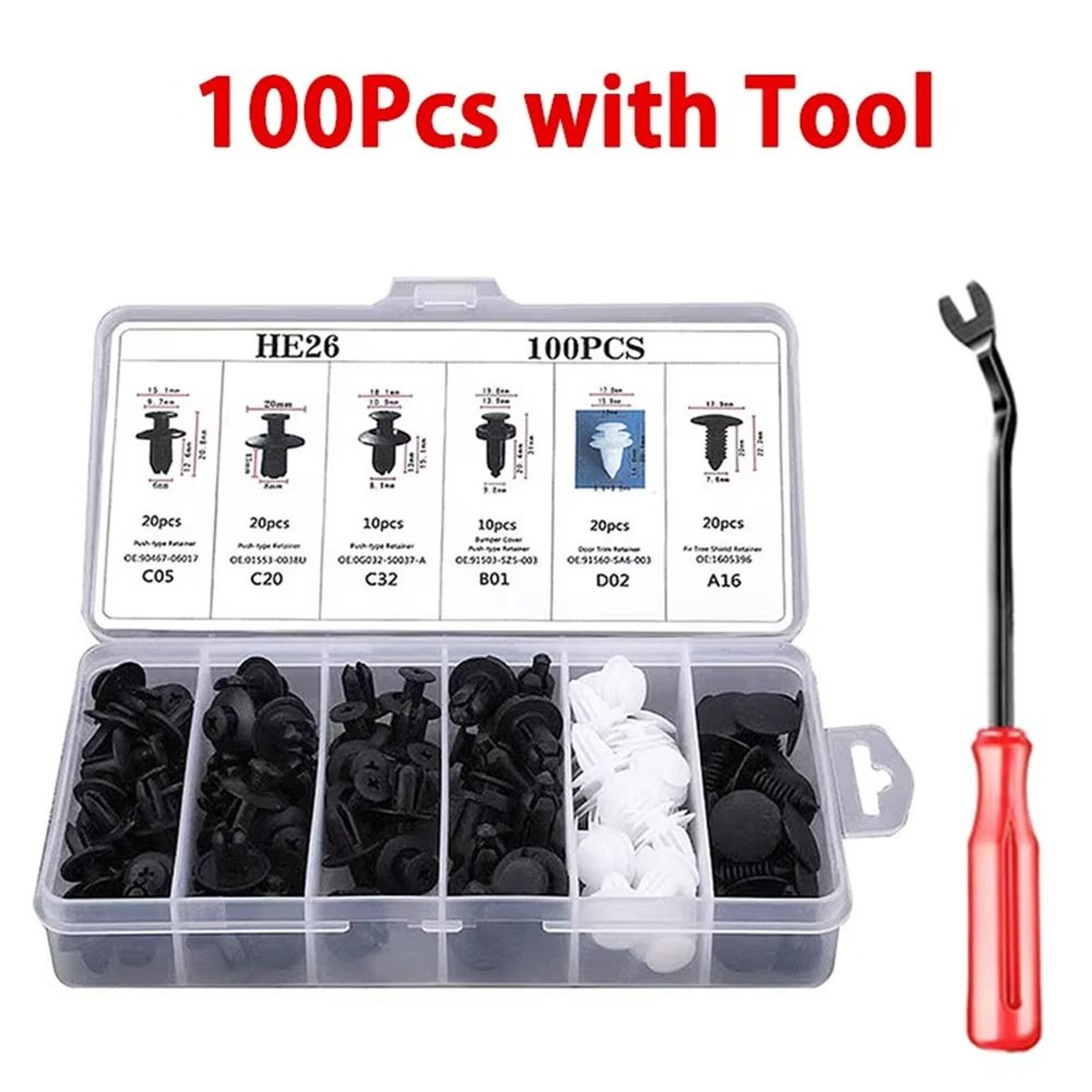 Universal Car Fastener Push Retainer Clip Set Bumper And Door Trim Panel Rivet Kit With Storage Cas 6