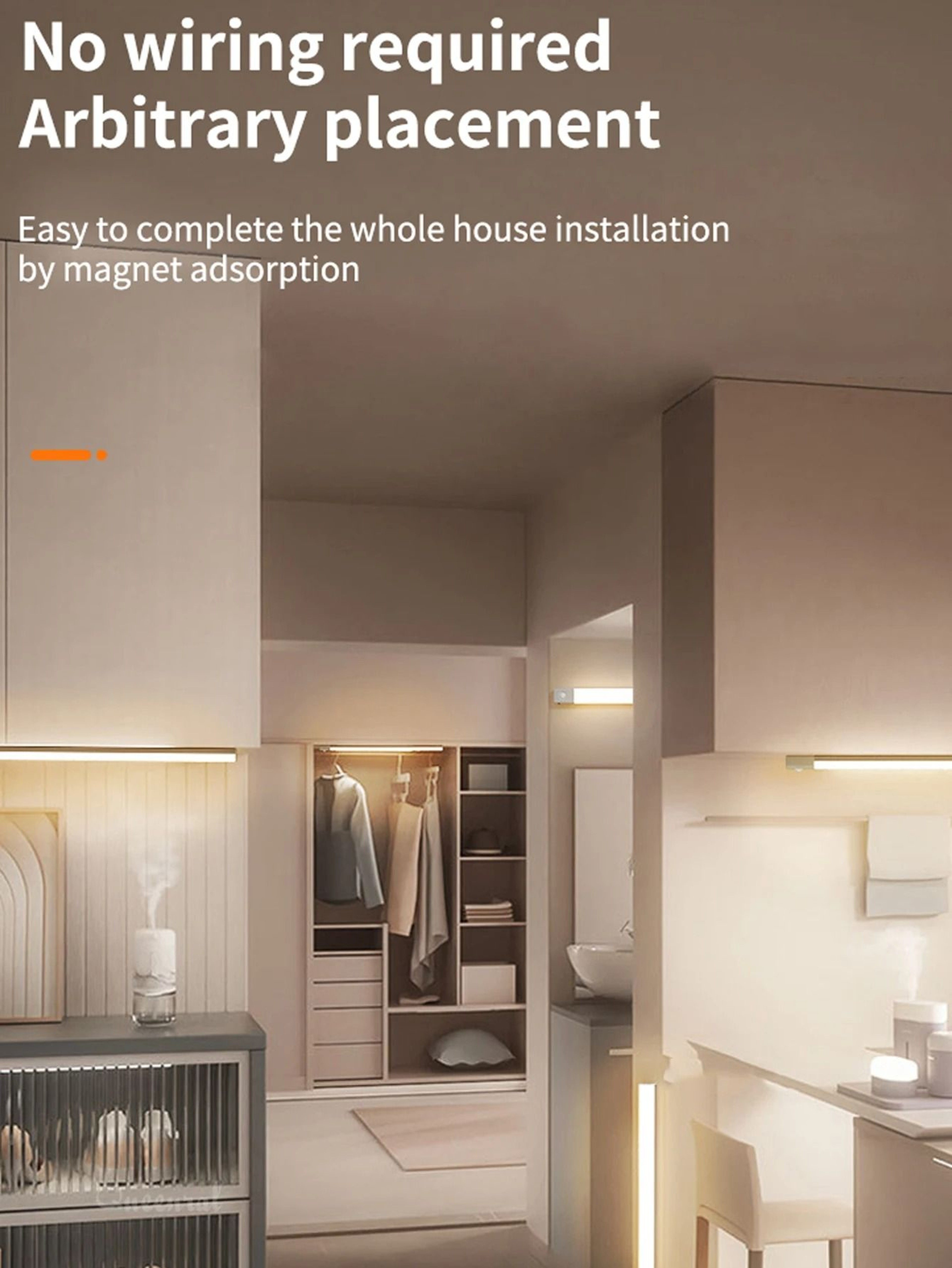 Wireless LED Motion Sensor Night Light Type C Rechargeable Cabinet Wardrobe Lamp And Staircase Bar  3