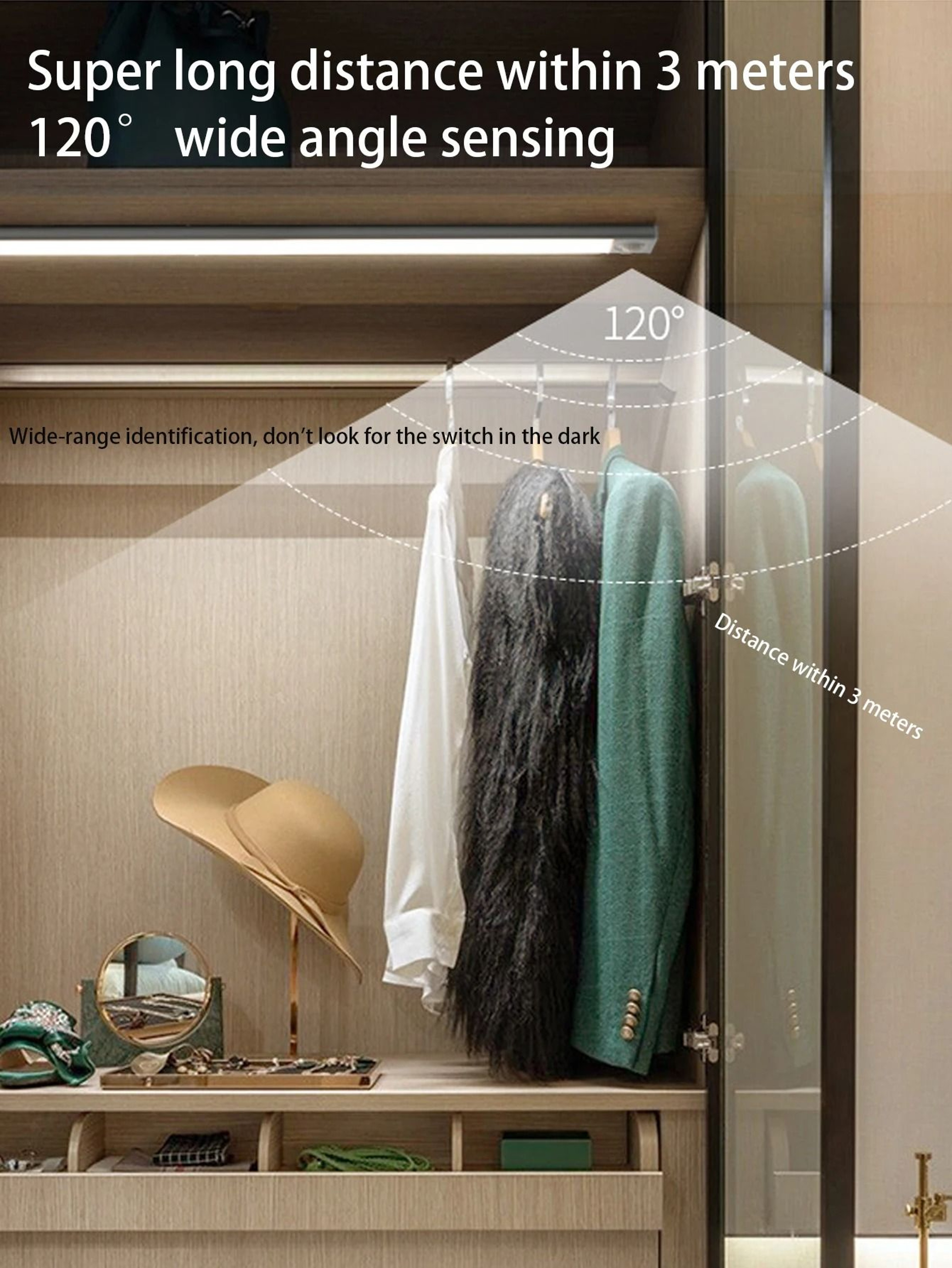 Wireless LED Motion Sensor Night Light Type C Rechargeable Cabinet Wardrobe Lamp And Staircase Bar  2