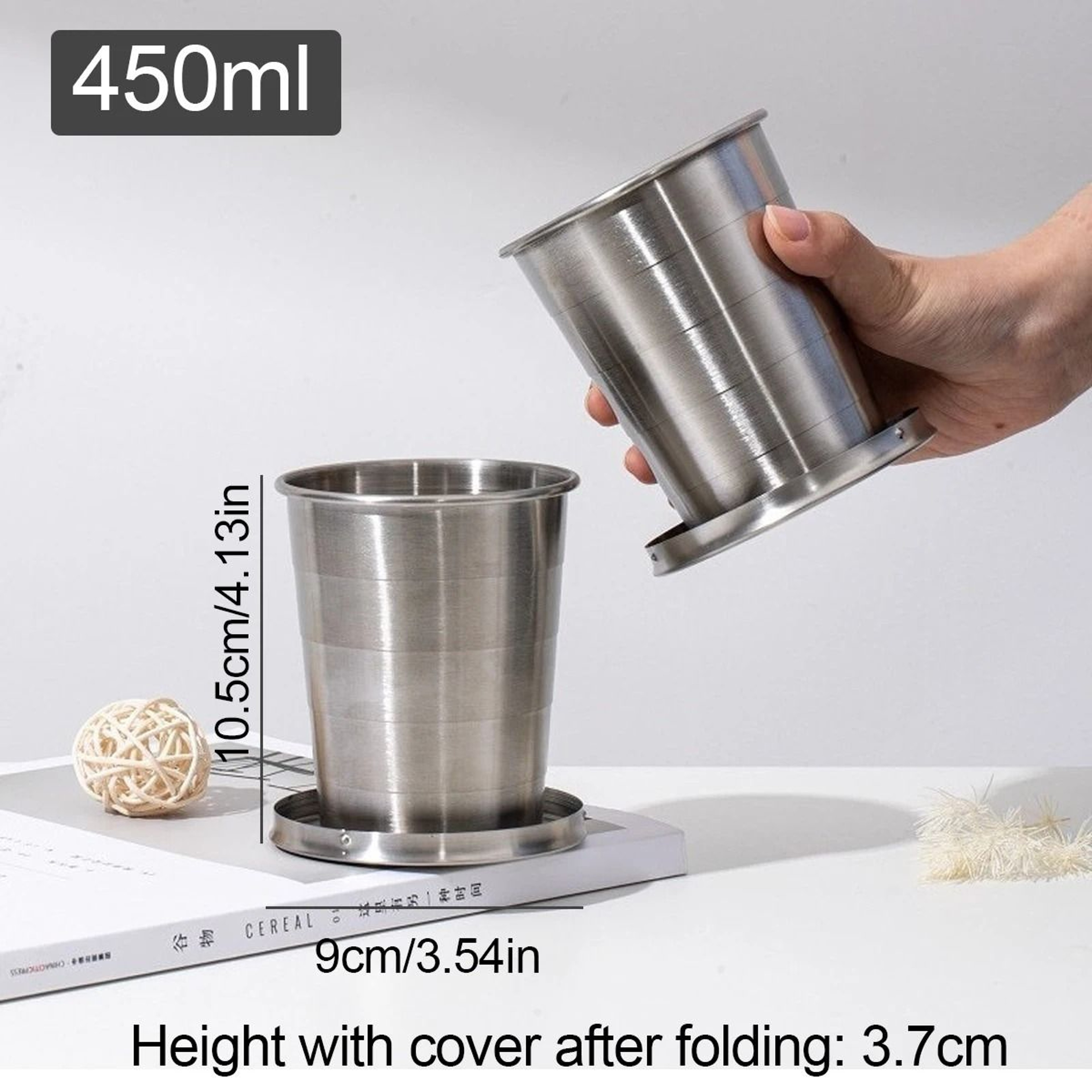 Stainless Steel Folding Cup Portable Telescopic Collapsible Water Drinking Mug With Keychain For Ou 6