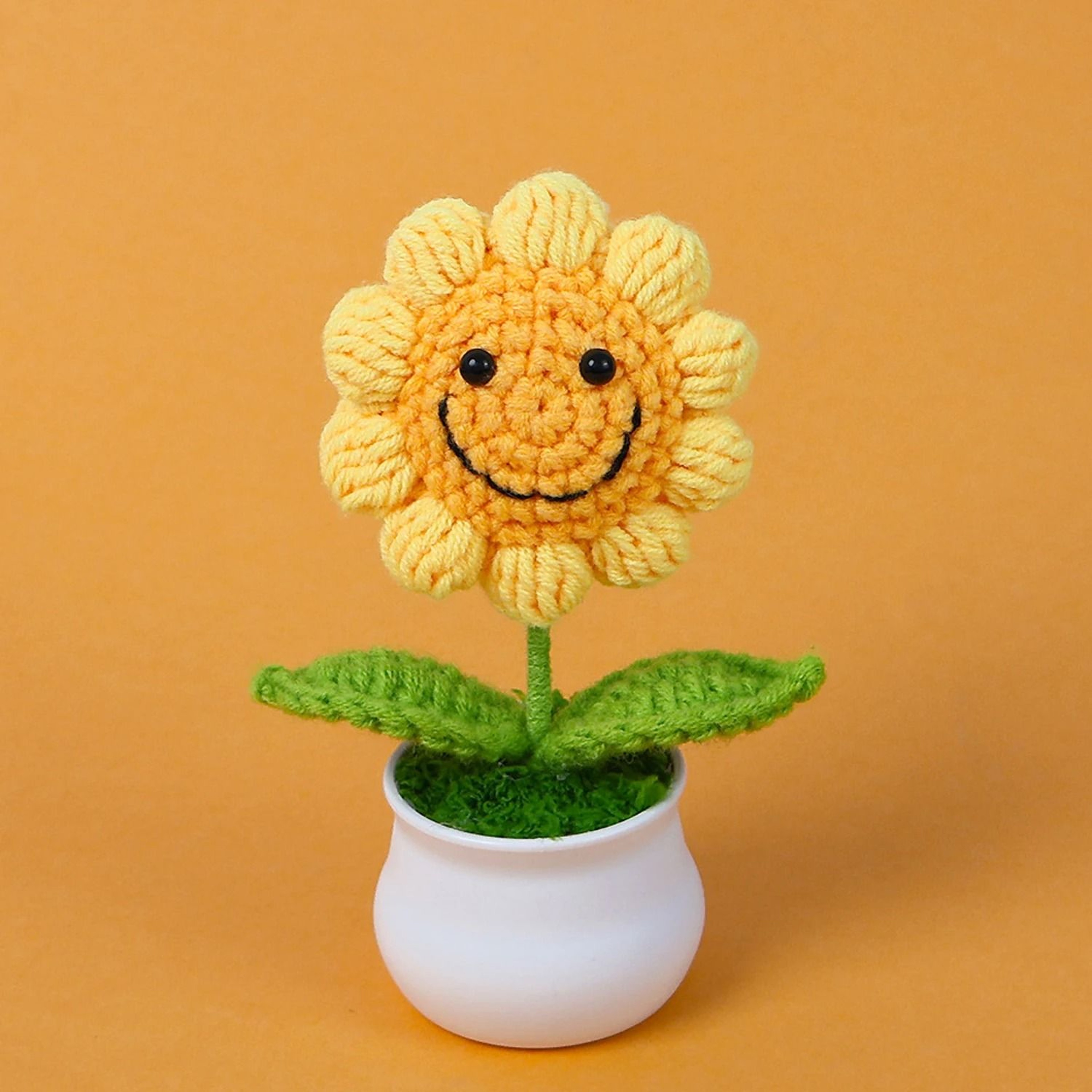 Handwoven Crochet Sunflower Potted Ornament Knitted Table Decor And Graduation Gift 7