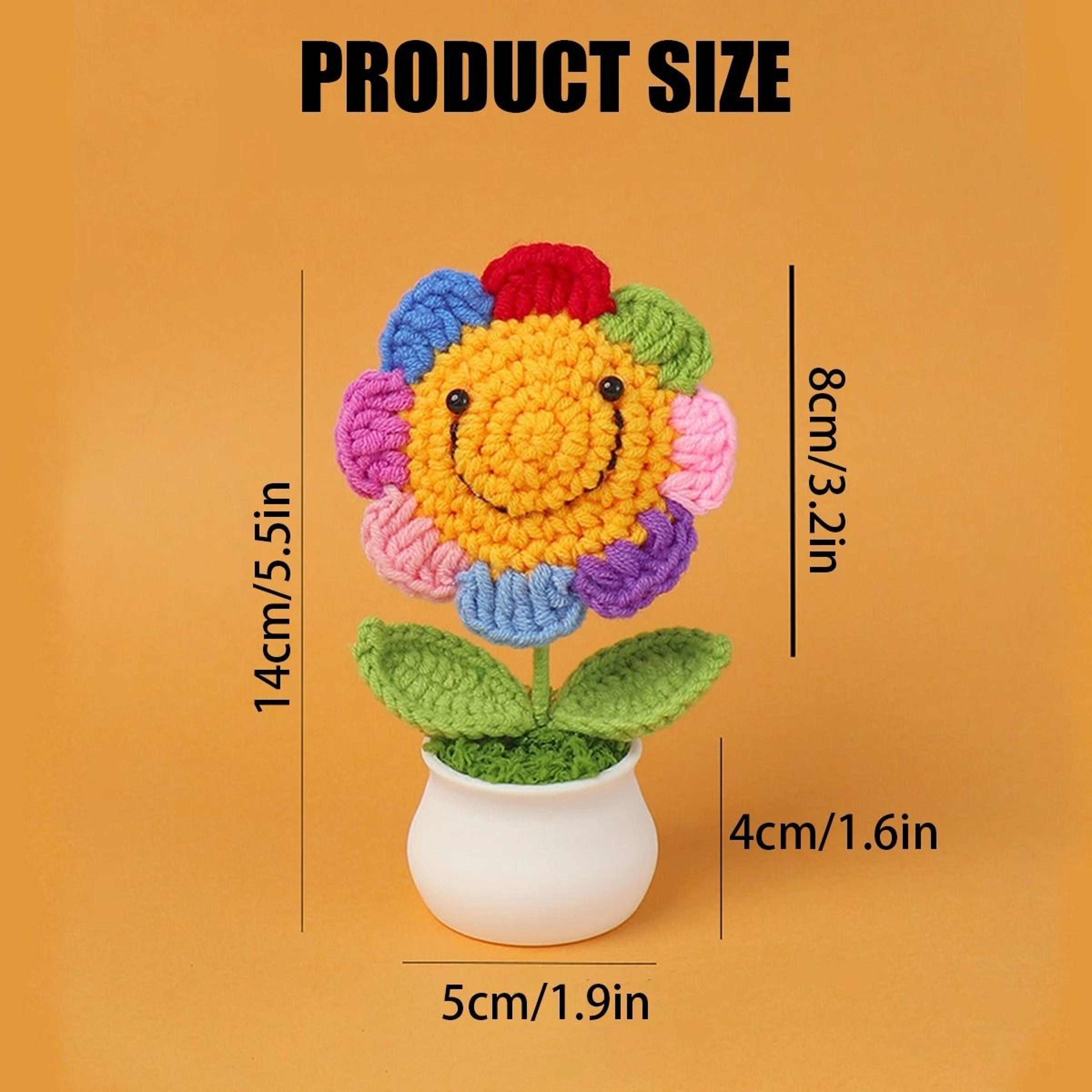 Handwoven Crochet Sunflower Potted Ornament Knitted Table Decor and Graduation Gift – view 9