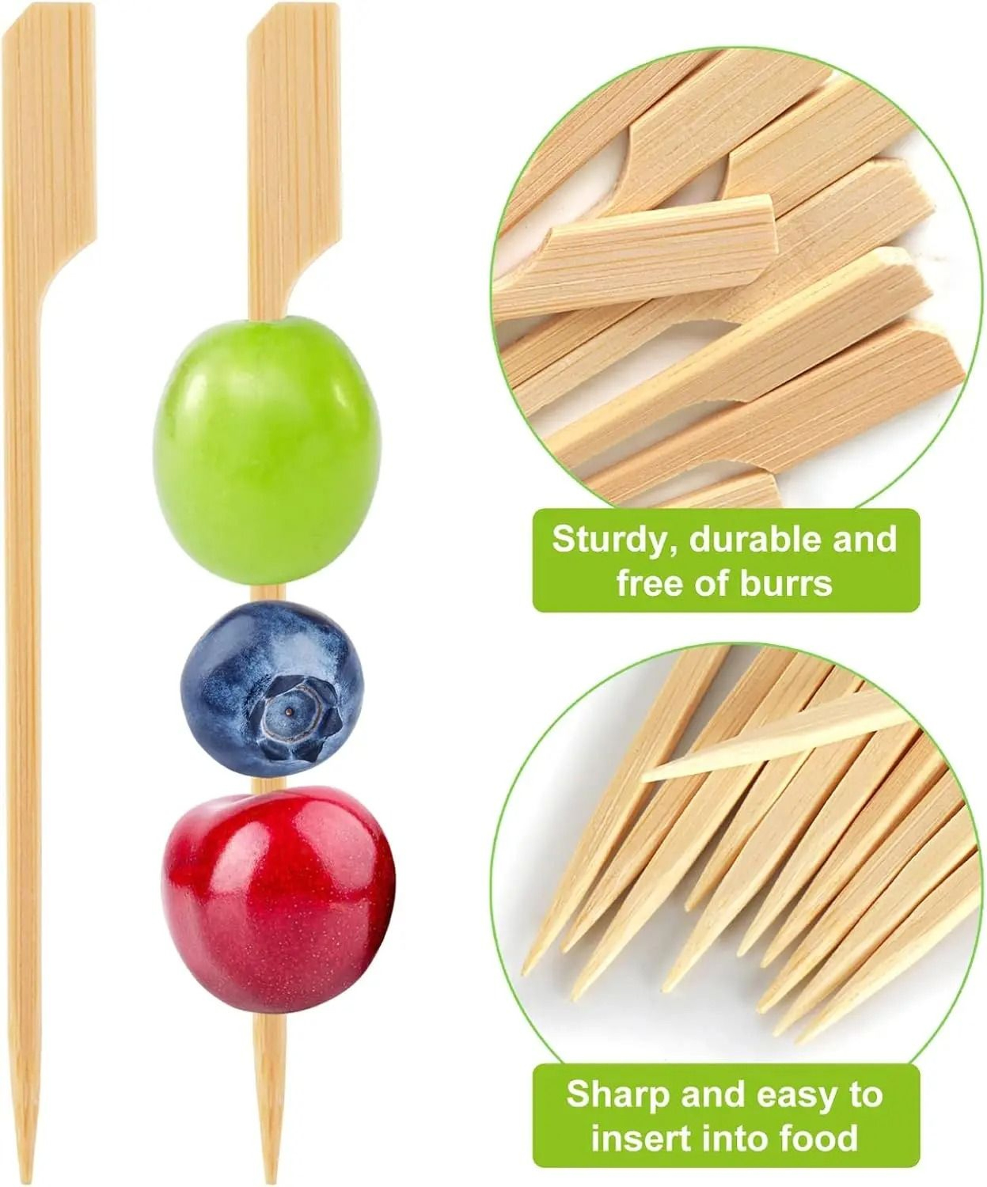 100 Pack Bamboo Cocktail Picks And Appetizer Skewers For Food And Drinks 3