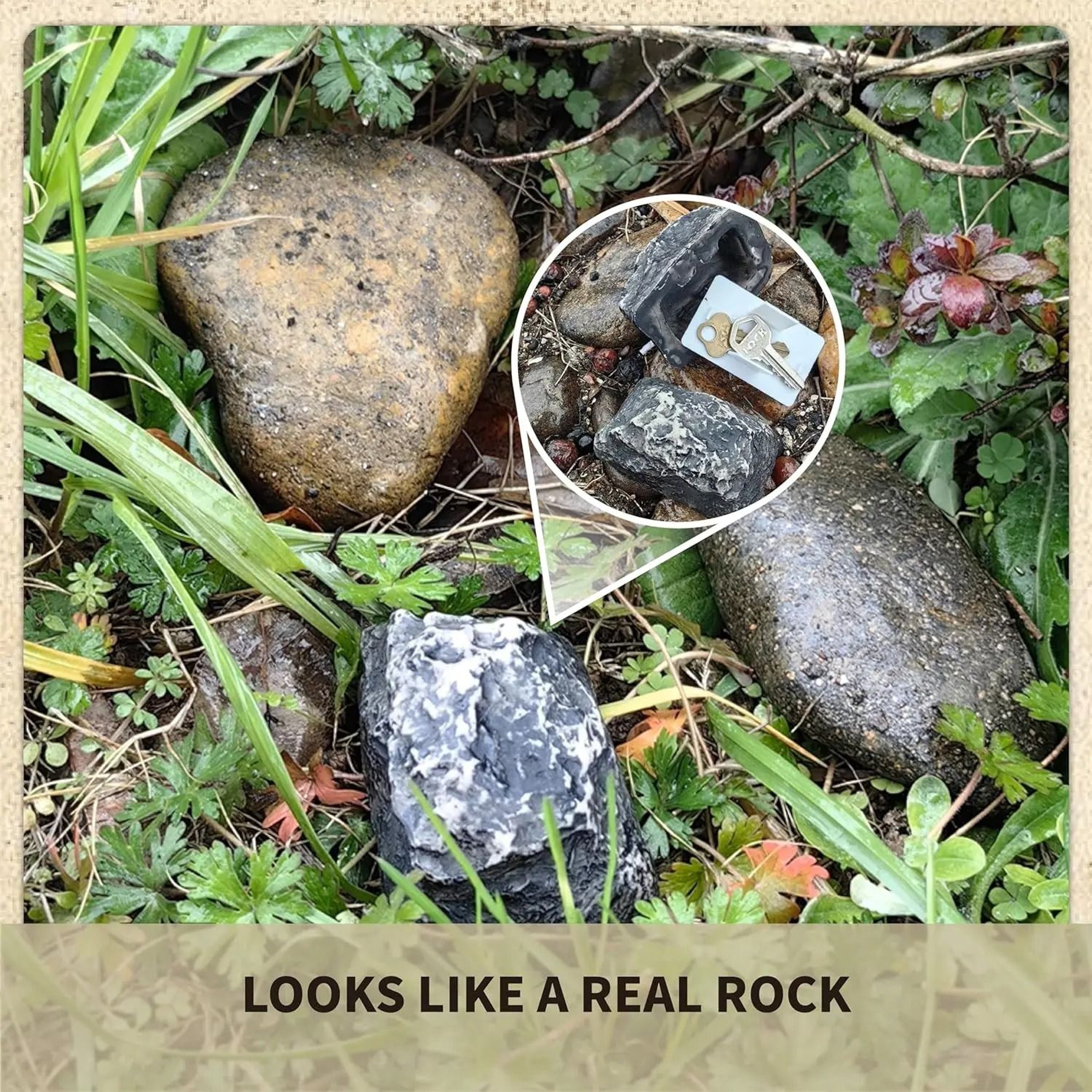 Stone Key Hide Outdoor Simulation Rock Hidden Spare Key Safe Box Holder For Yard 2
