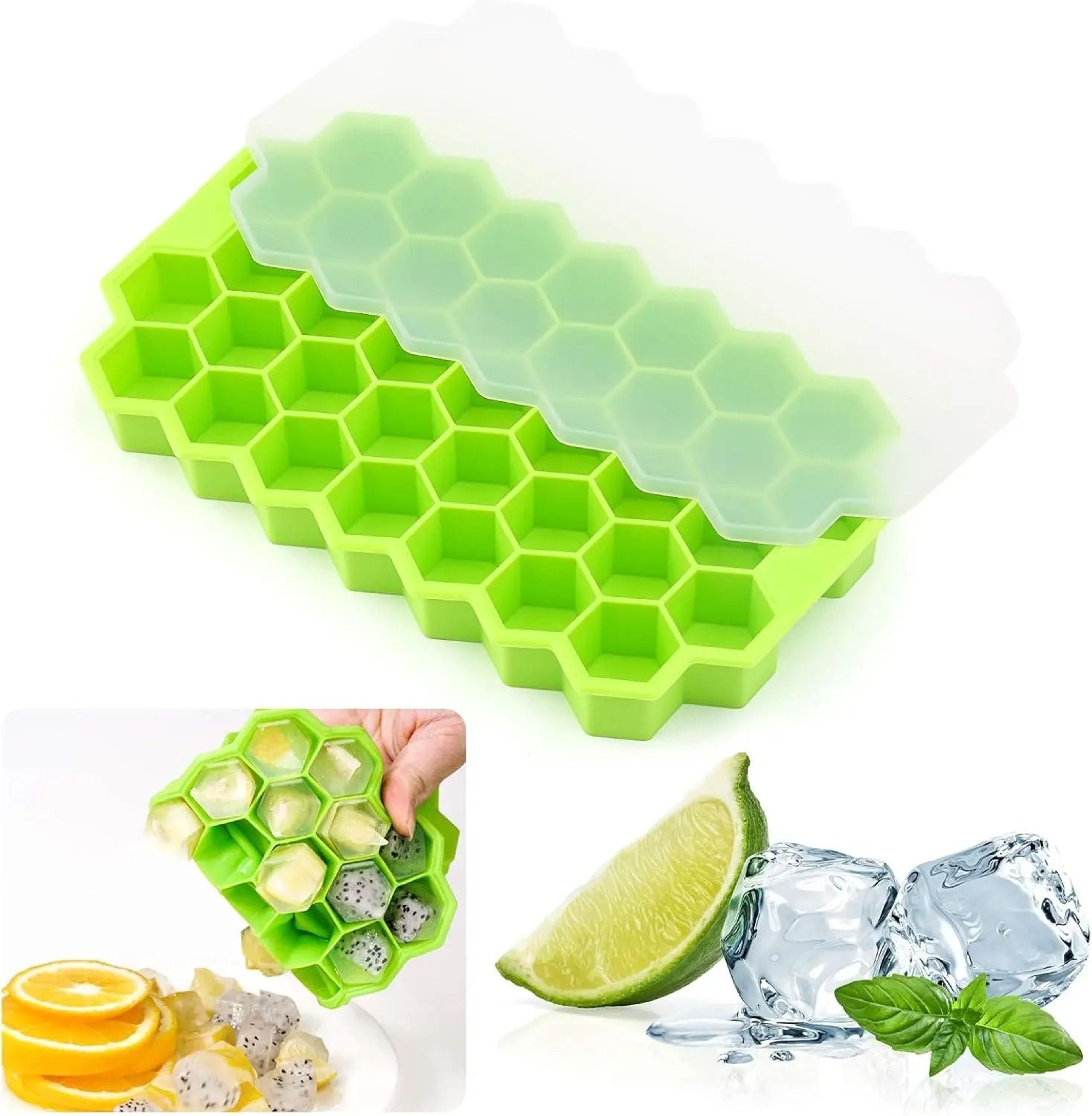 37 Grids Silicone Ice Cube Tray Reusable Mold With Lid Food Grade Freezer Ice Maker 7