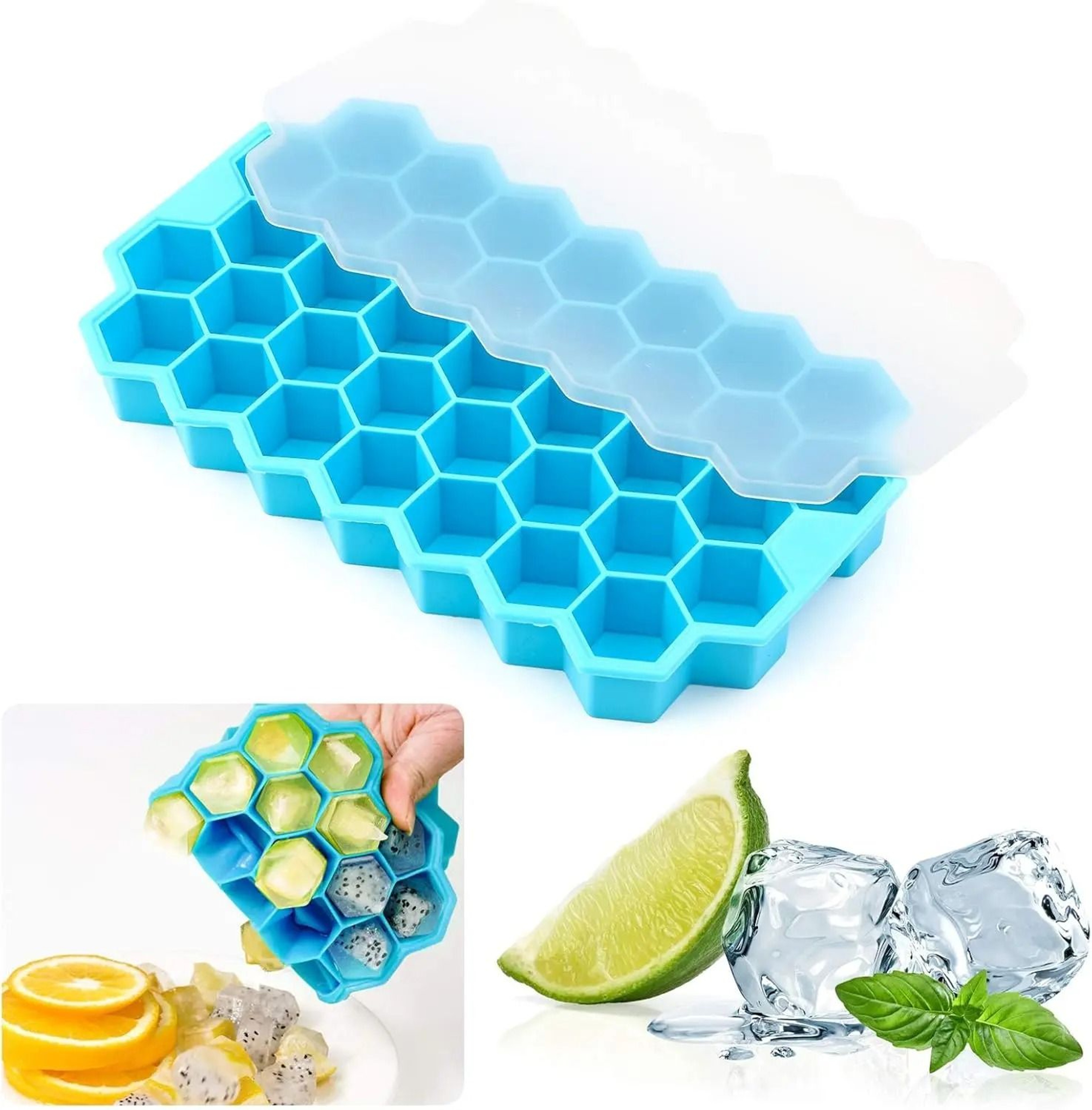 37 Grids Silicone Ice Cube Tray Reusable Mold With Lid Food Grade Freezer Ice Maker 6