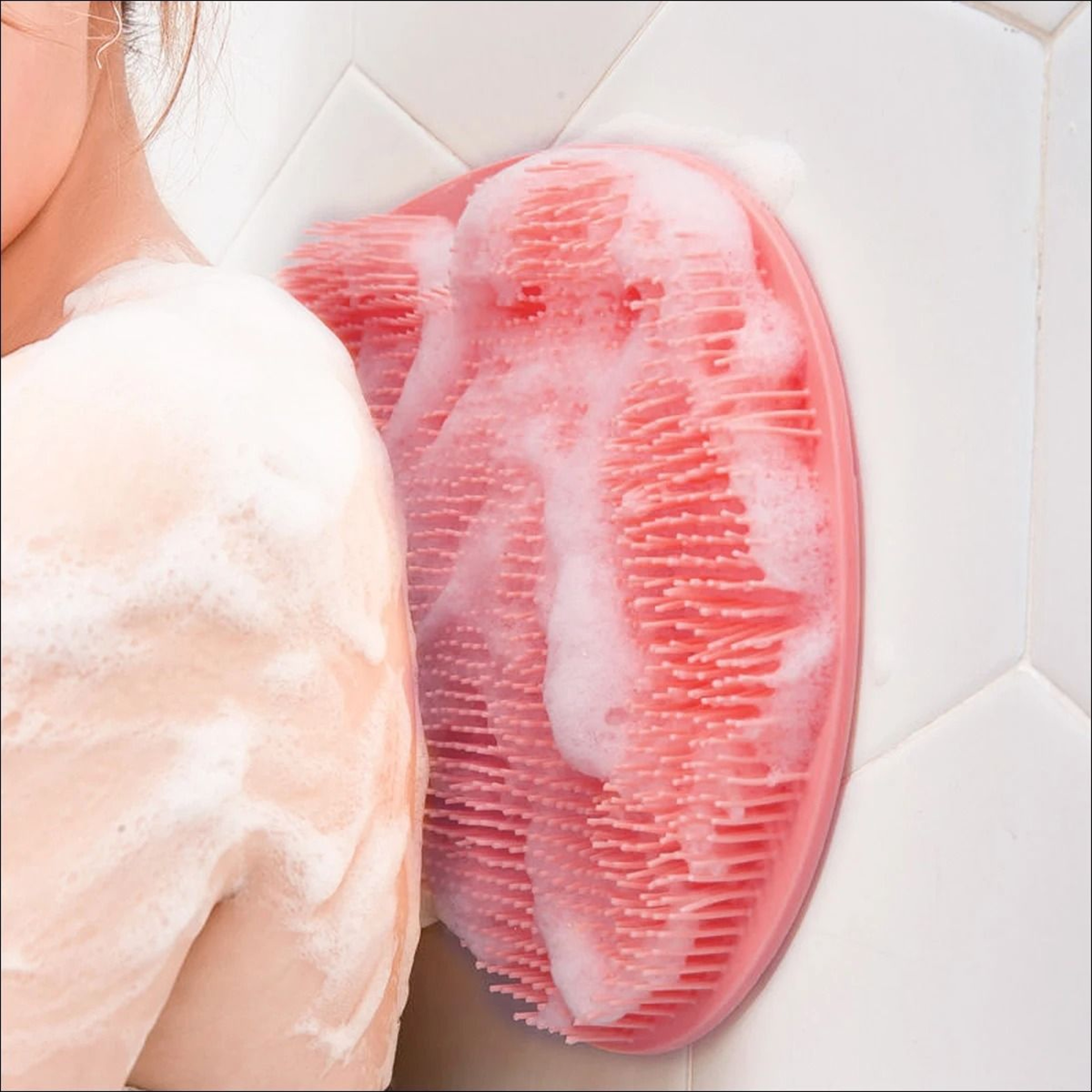 Silicone Shower Foot Scrubber And Wall Mounted Back Massager Mat With Suction Cups 1