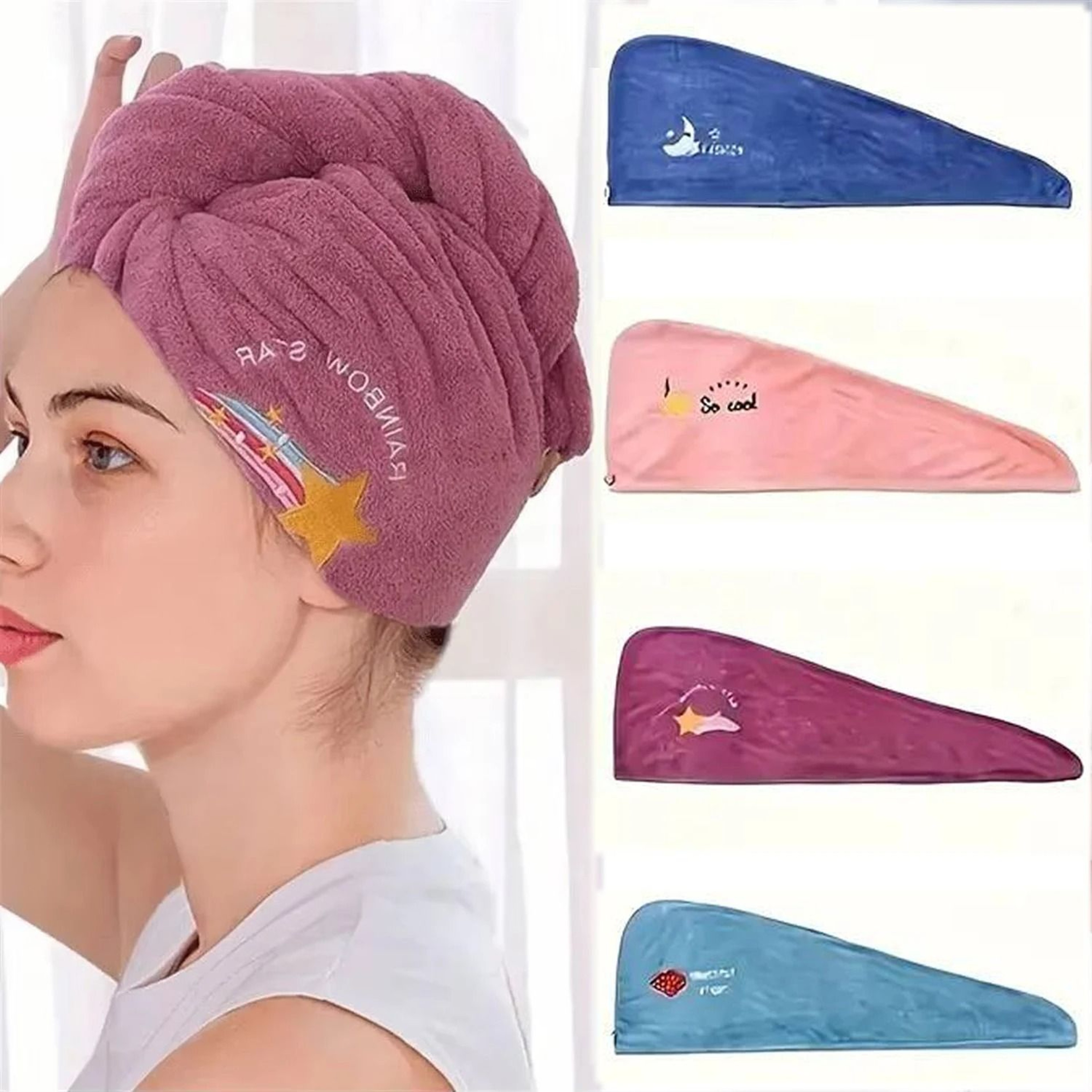 Quick Dry Microfiber Hair Towel Wrap Soft Coral Fleece Drying Cap Turbans 0