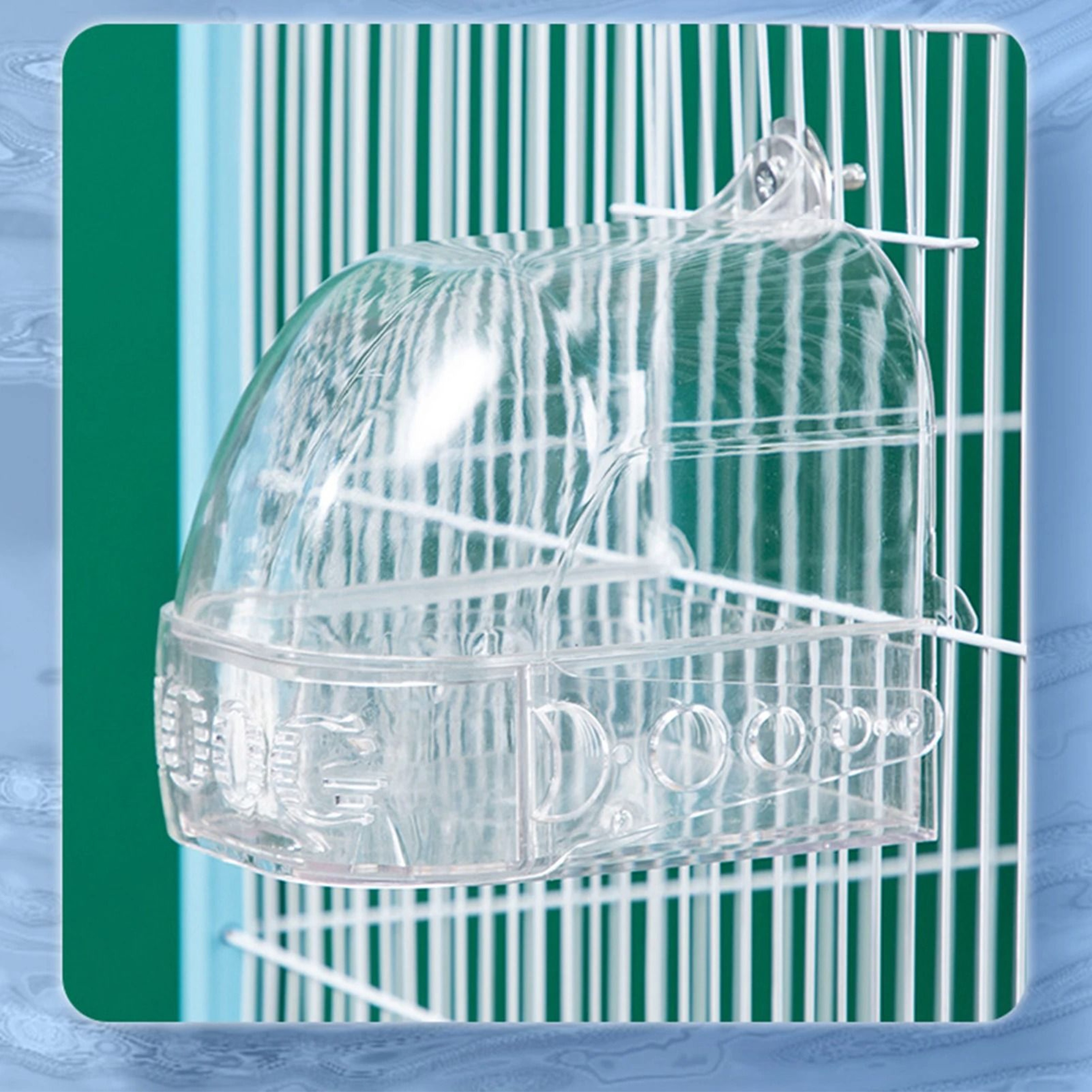 Large Transparent Bird Bath Box With Removable Drawer For Small To Medium Birds 3