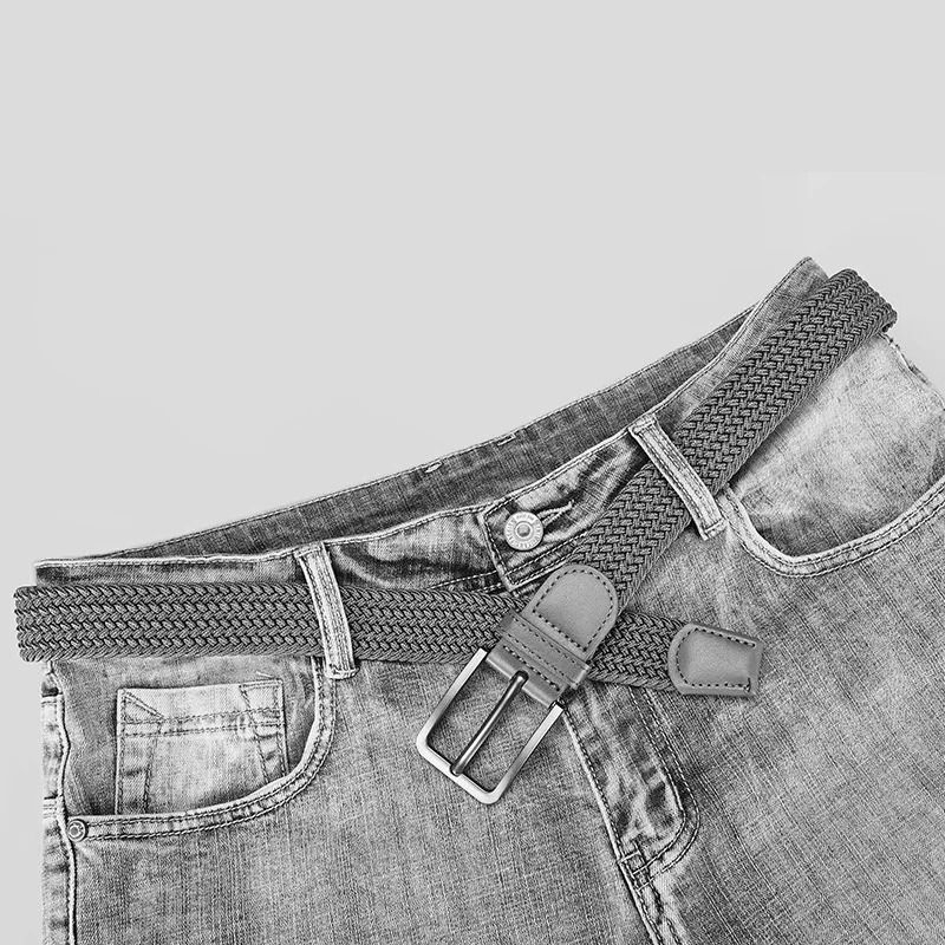 Casual Stretch Woven Braided Belt Set No Hole Pin Buckle Unisex 4