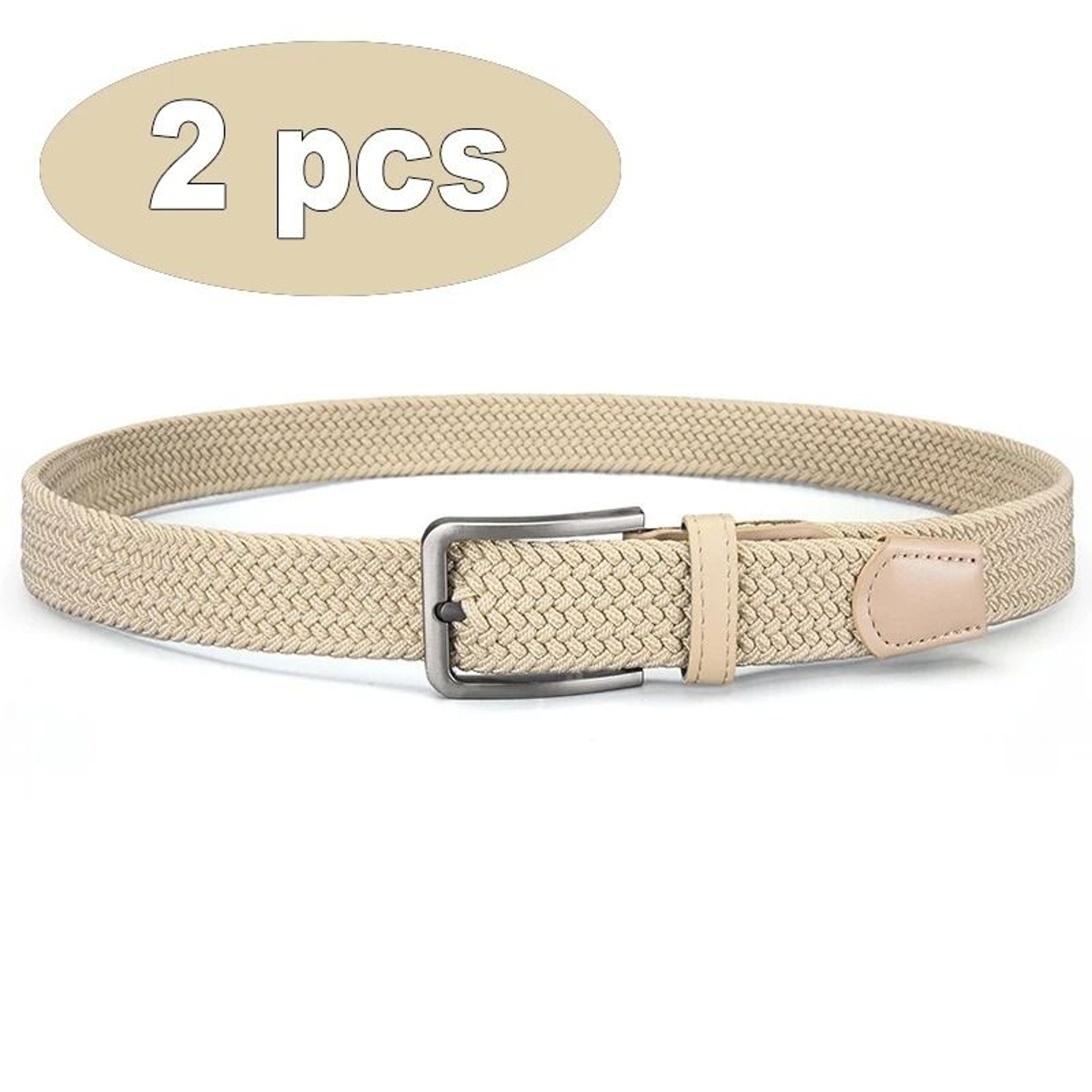 Casual Stretch Woven Braided Belt Set No Hole Pin Buckle Unisex 8