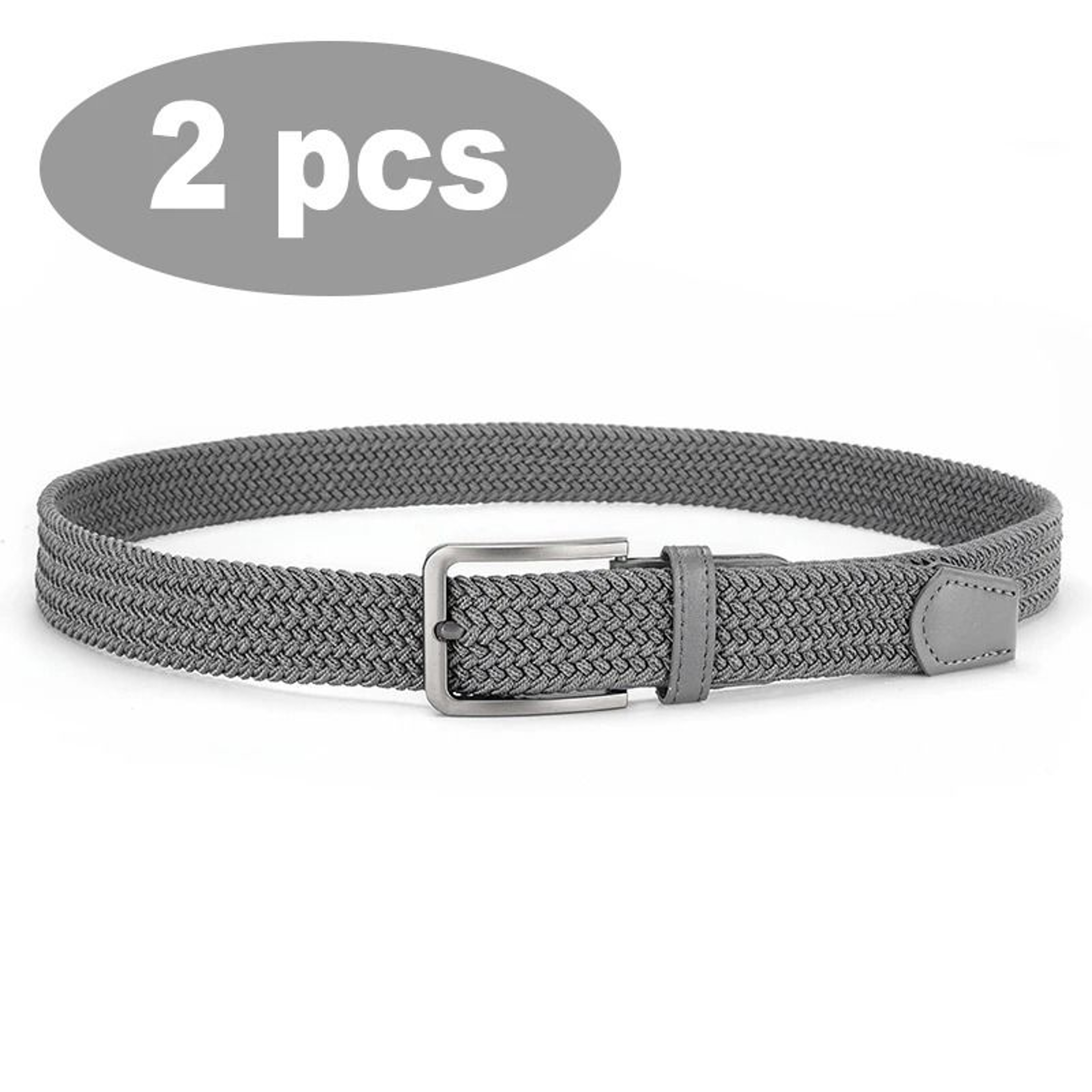 Casual Stretch Woven Braided Belt Set No Hole Pin Buckle Unisex 7