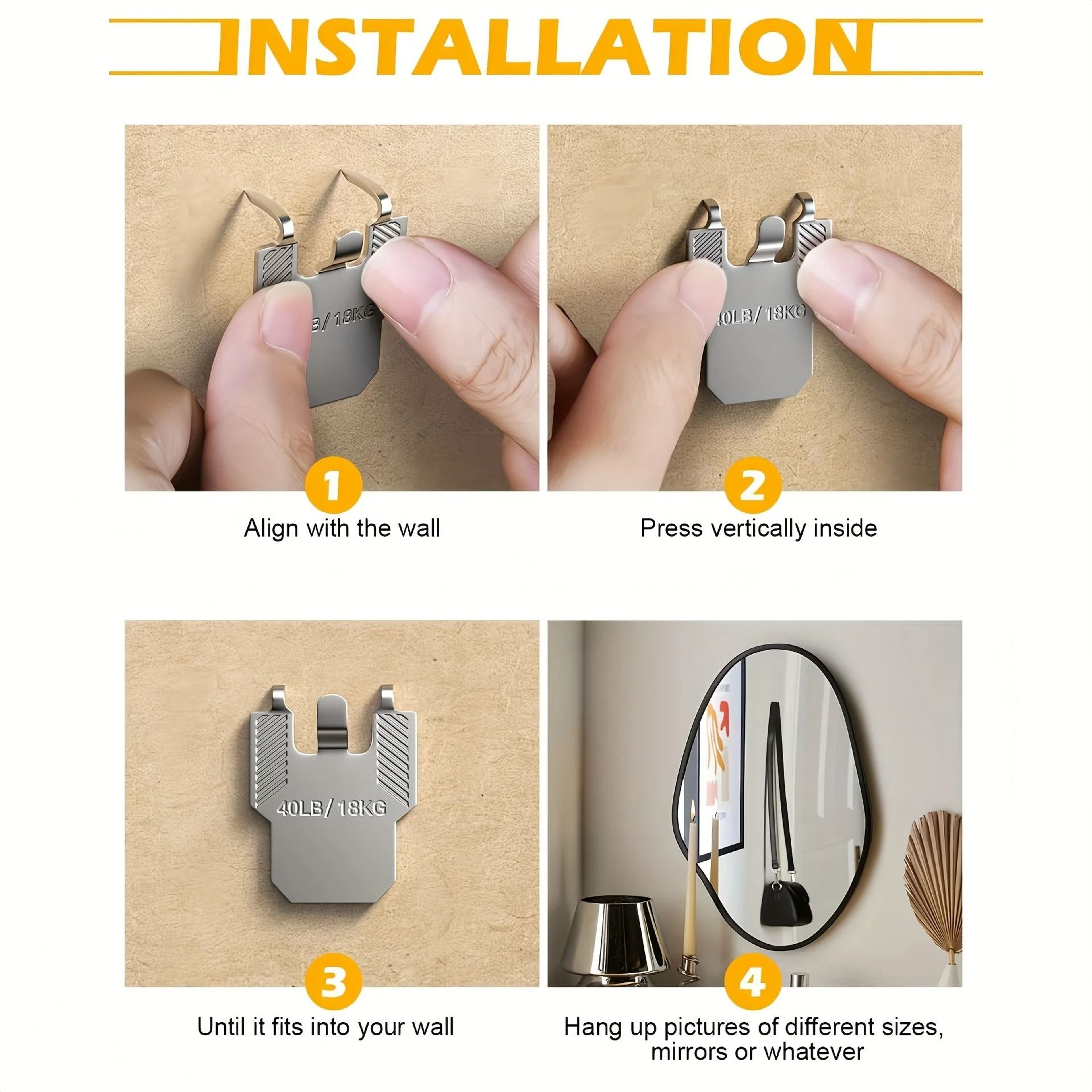 Drywall Picture Hanging Claw Hooks Wall Frame Utility Hooks Set 3