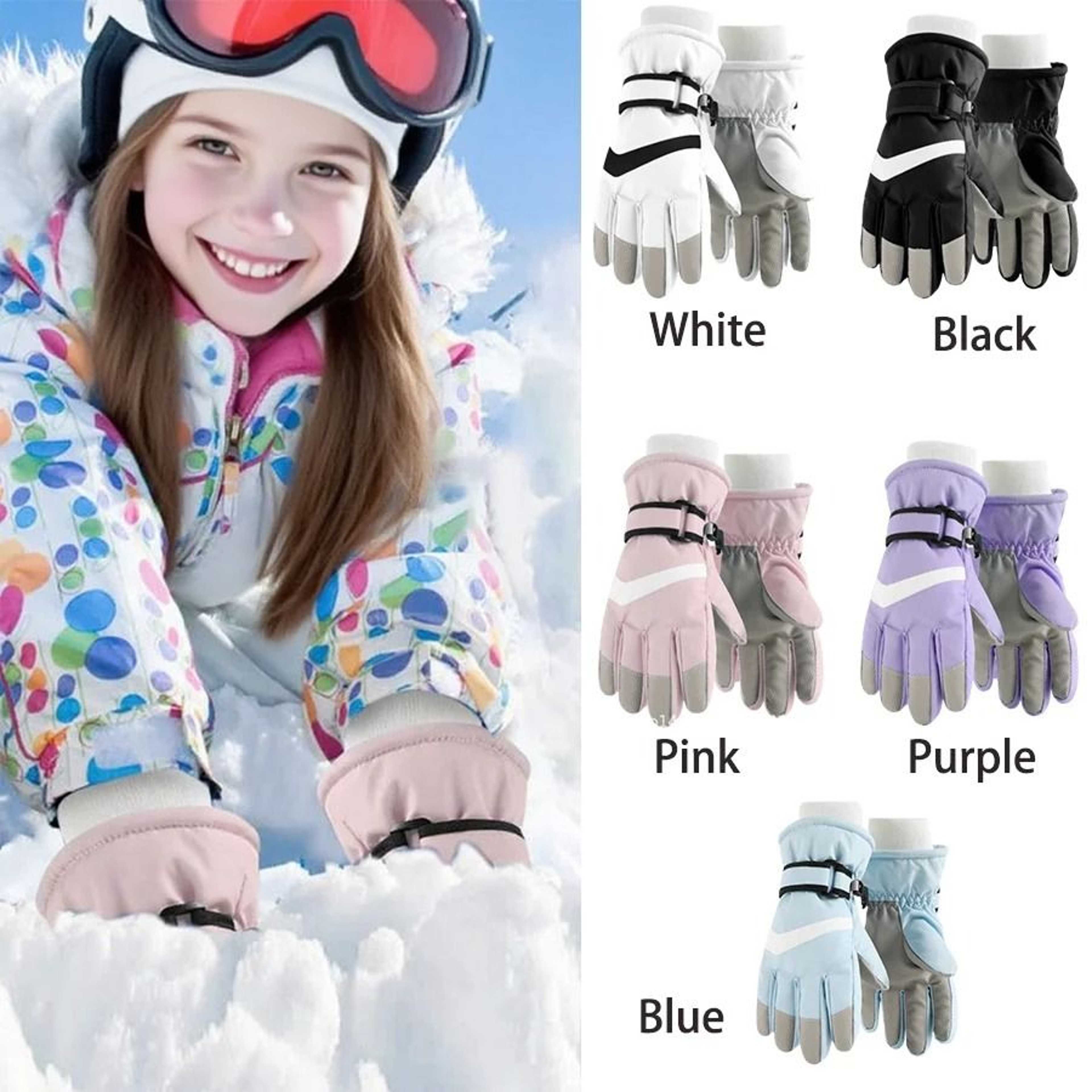 Childrens Winter Ski Gloves Heavy Duty Warm Windproof Waterproof Kids Outdoor 0