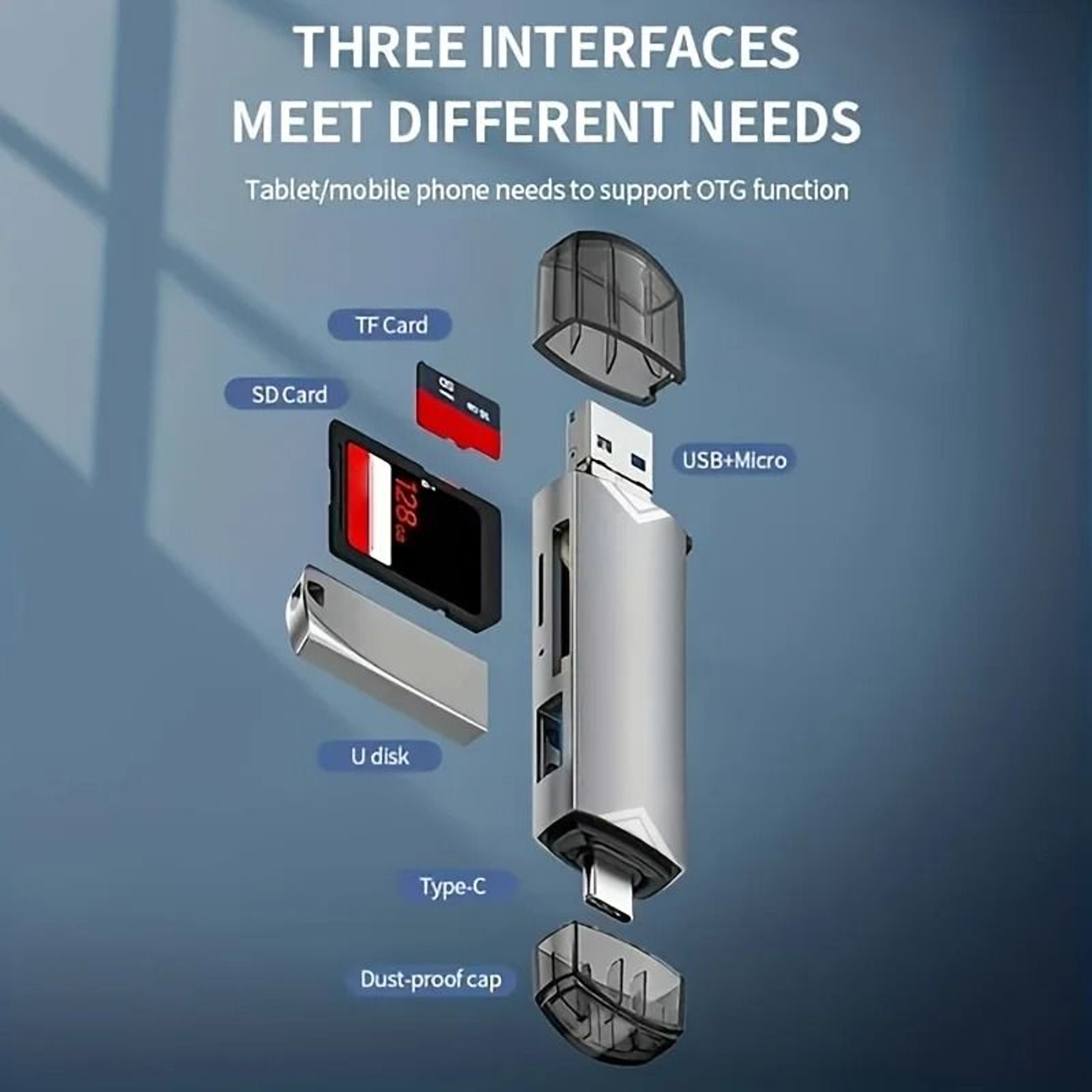 Multifunction USB 30 Memory Card Reader Type C Micro USB OTG Flash Drive Adapter 3