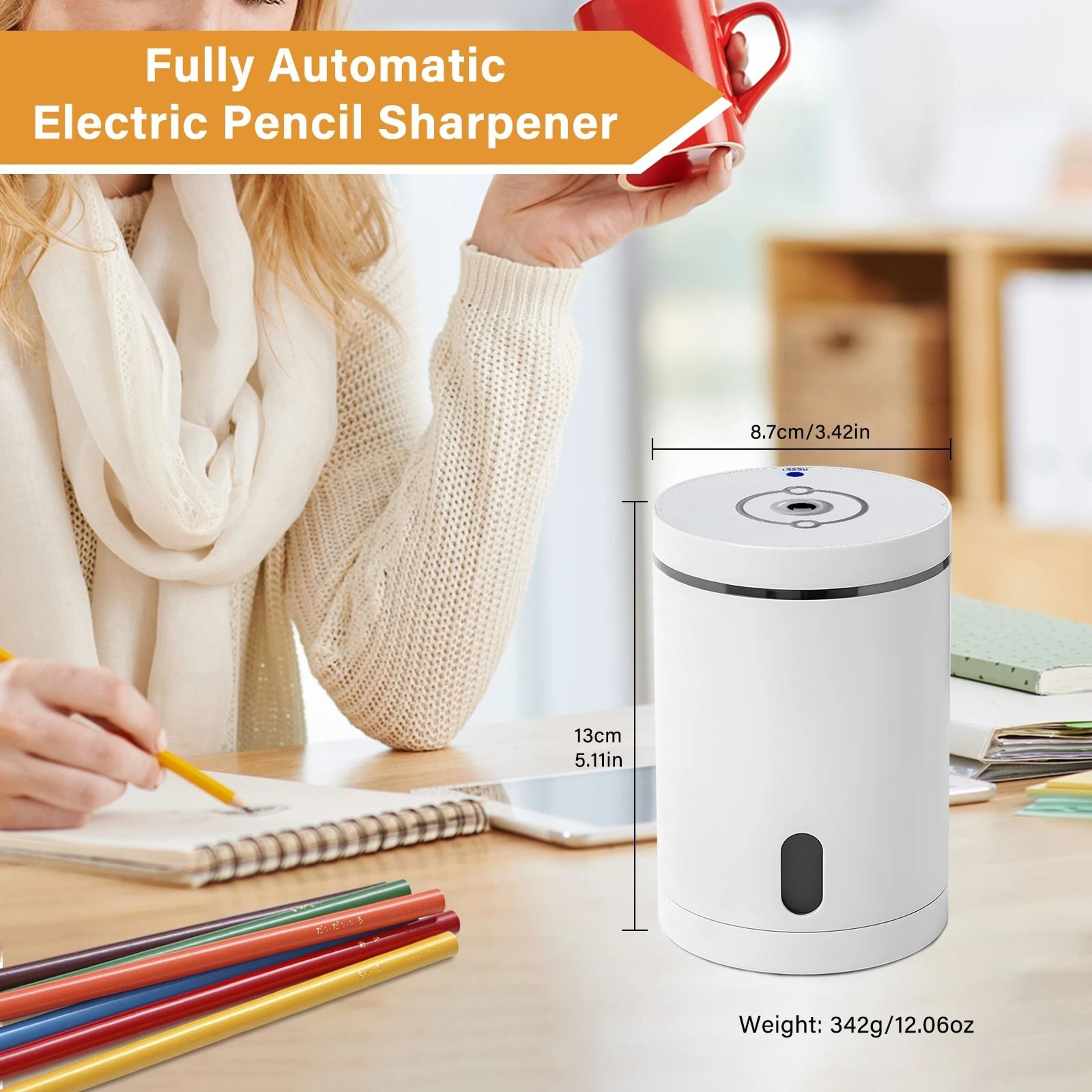 Fully Automatic Electric Pencil Sharpener Heavy Duty Helical Blade School Office Tool 1