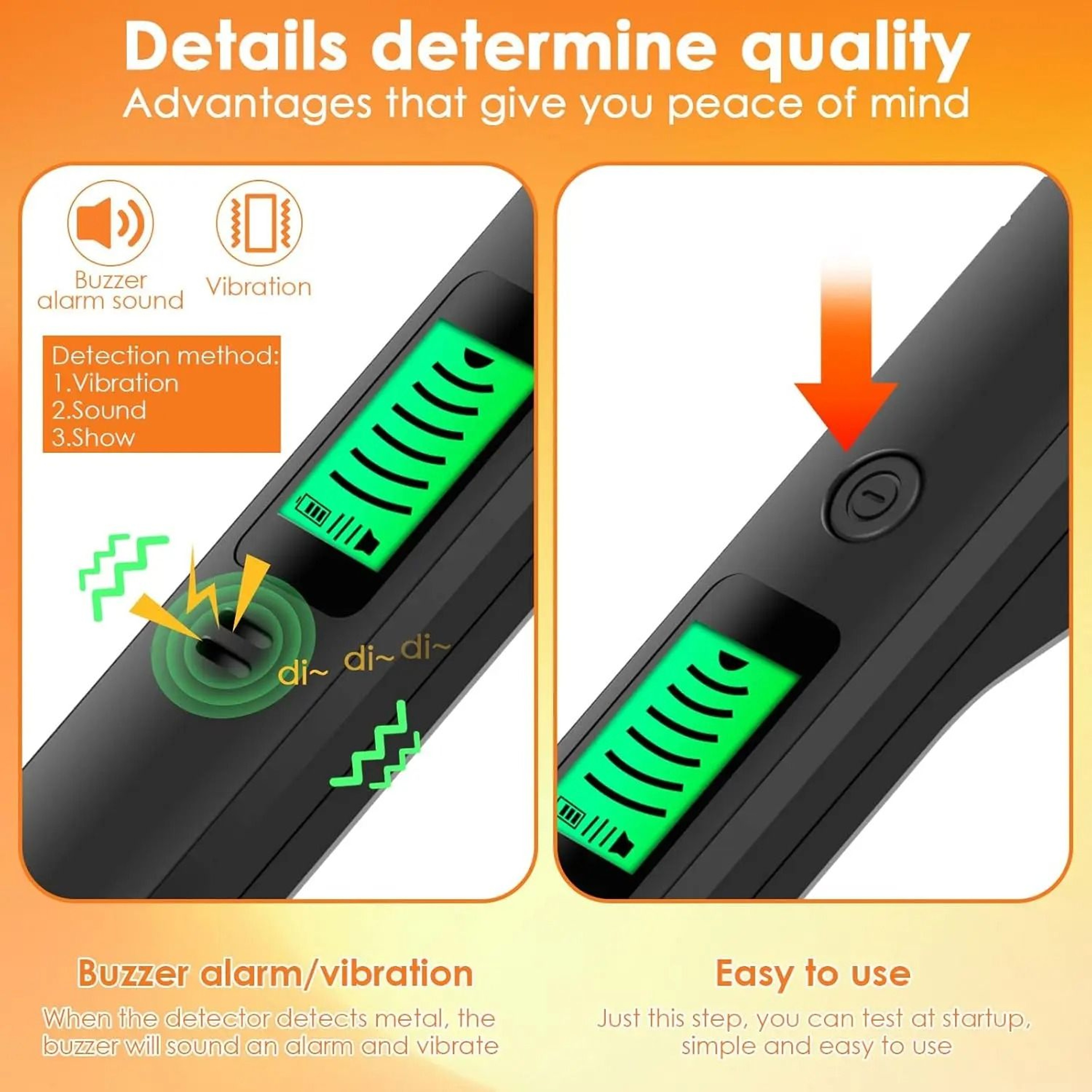 Handheld Metal Detector Pinpointer With LCD Display Sound Vibration 360 Degree Detection 3