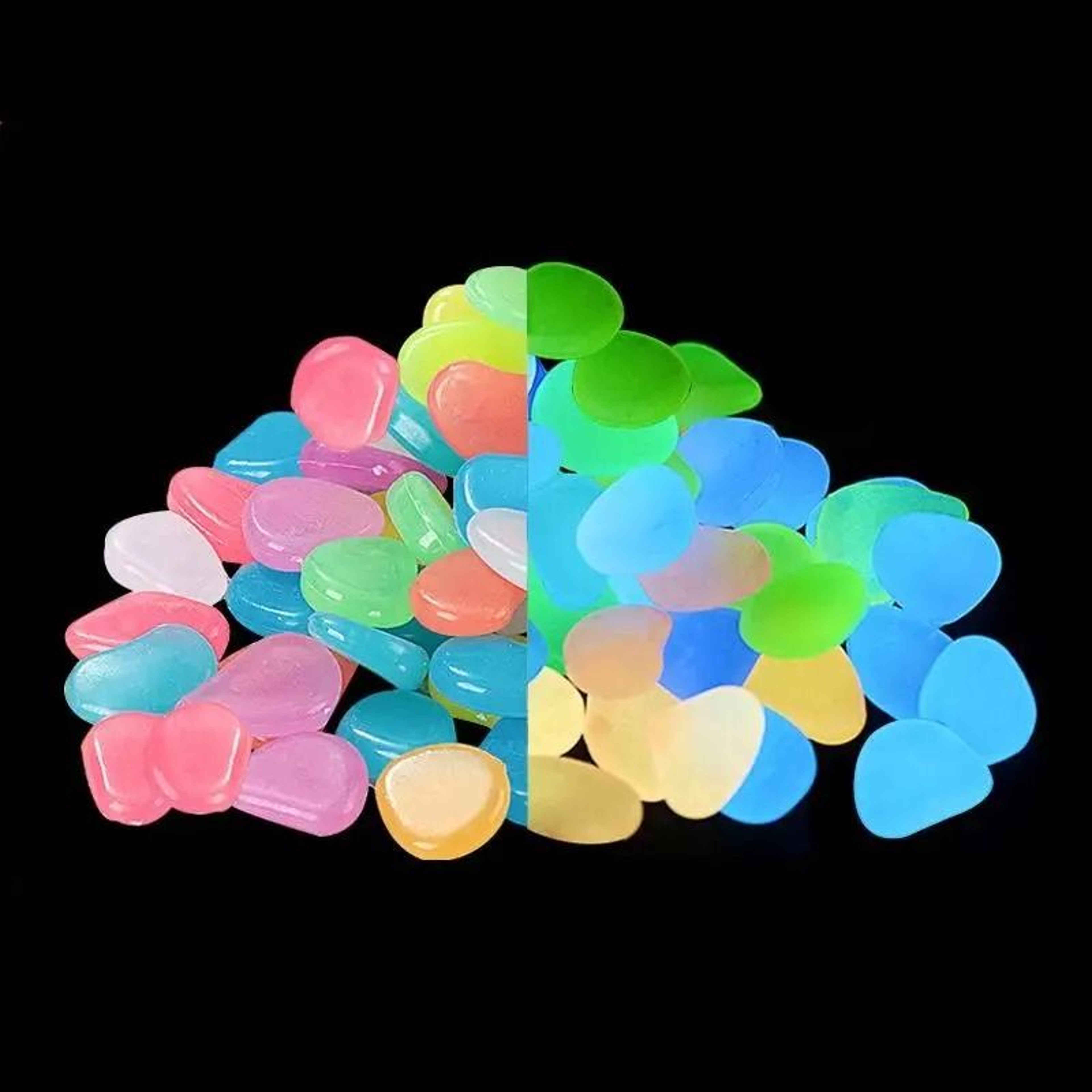 100 Piece Glow In The Dark Garden Pebbles Luminous Decorative Stones For Yard Aquarium 2