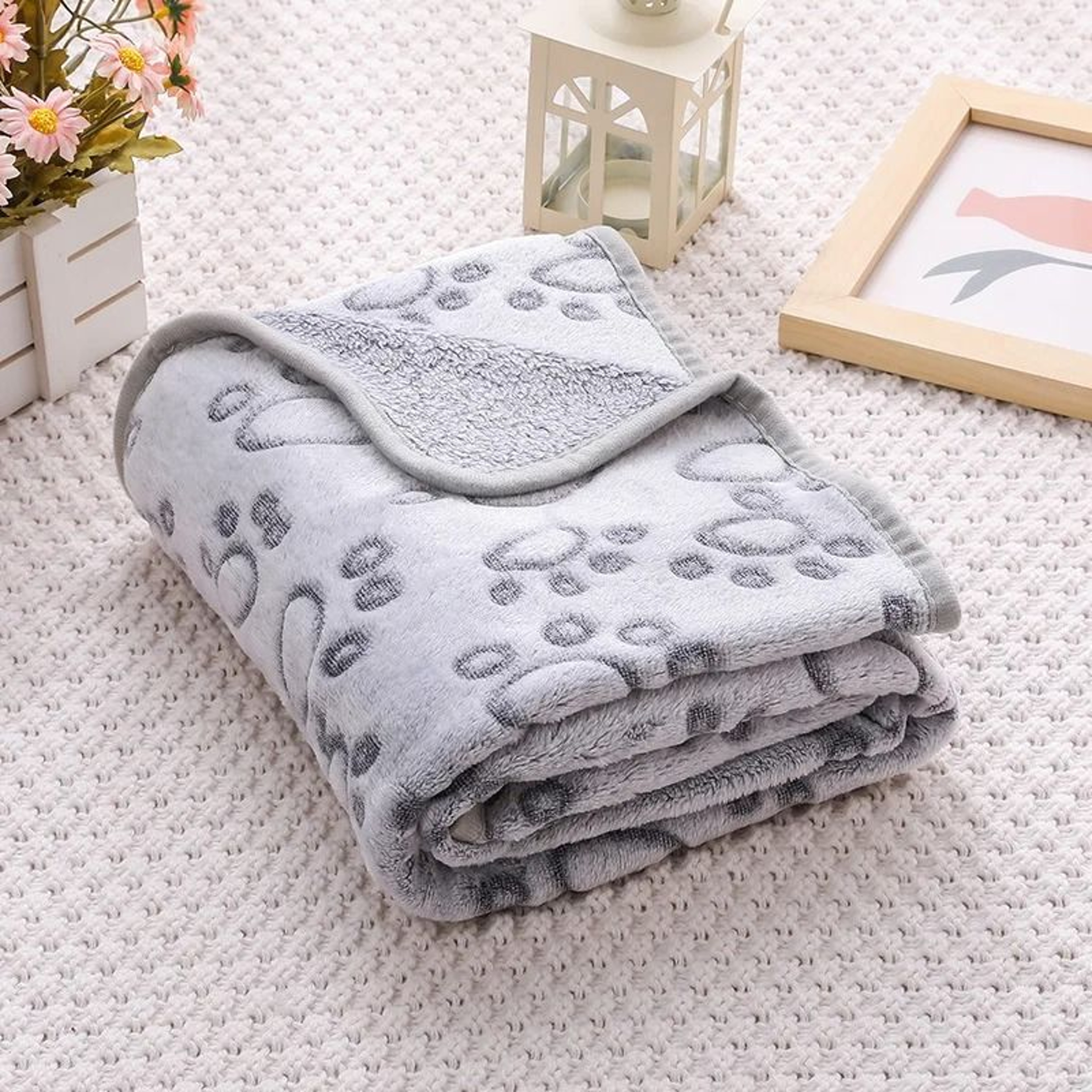 Autumn Winter Soft Fluffy Pet Blanket Cute Cartoon Pattern Warm Plush Cat Dog Mat 6