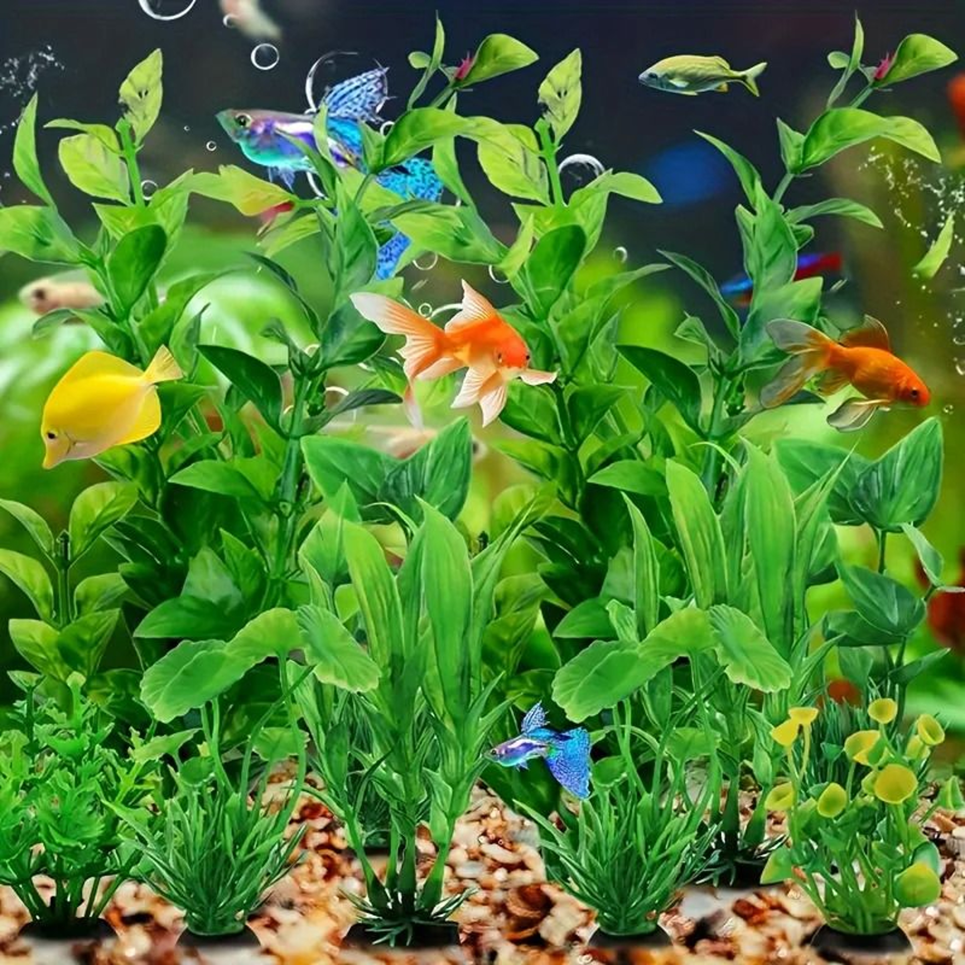10 Piece Vibrant Green Artificial Water Grass Plastic Plant Set For Fish Tank Decor 4