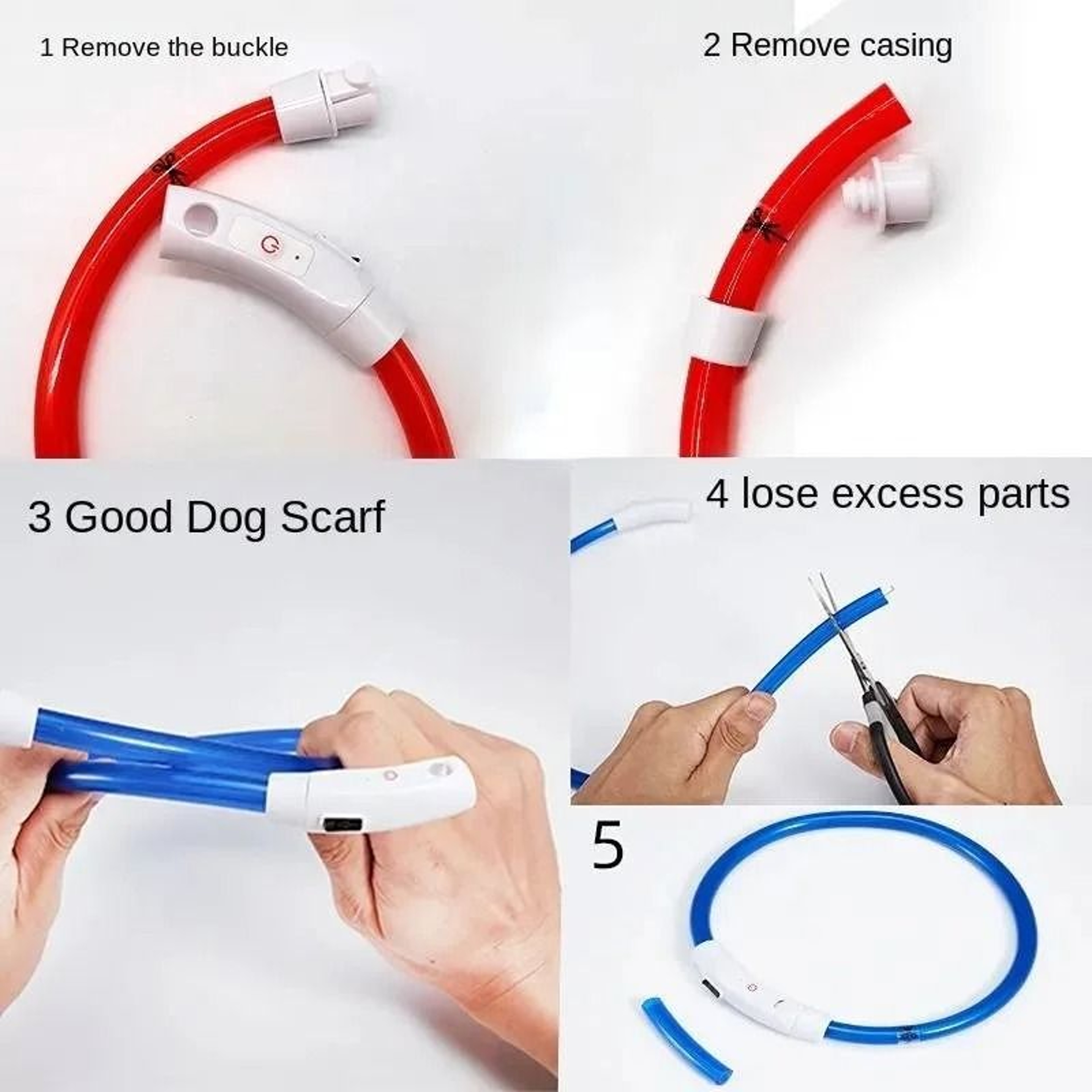 Night Safety Glowing Pet Collar USB Rechargeable Light Up Collar For Dogs Cats 4