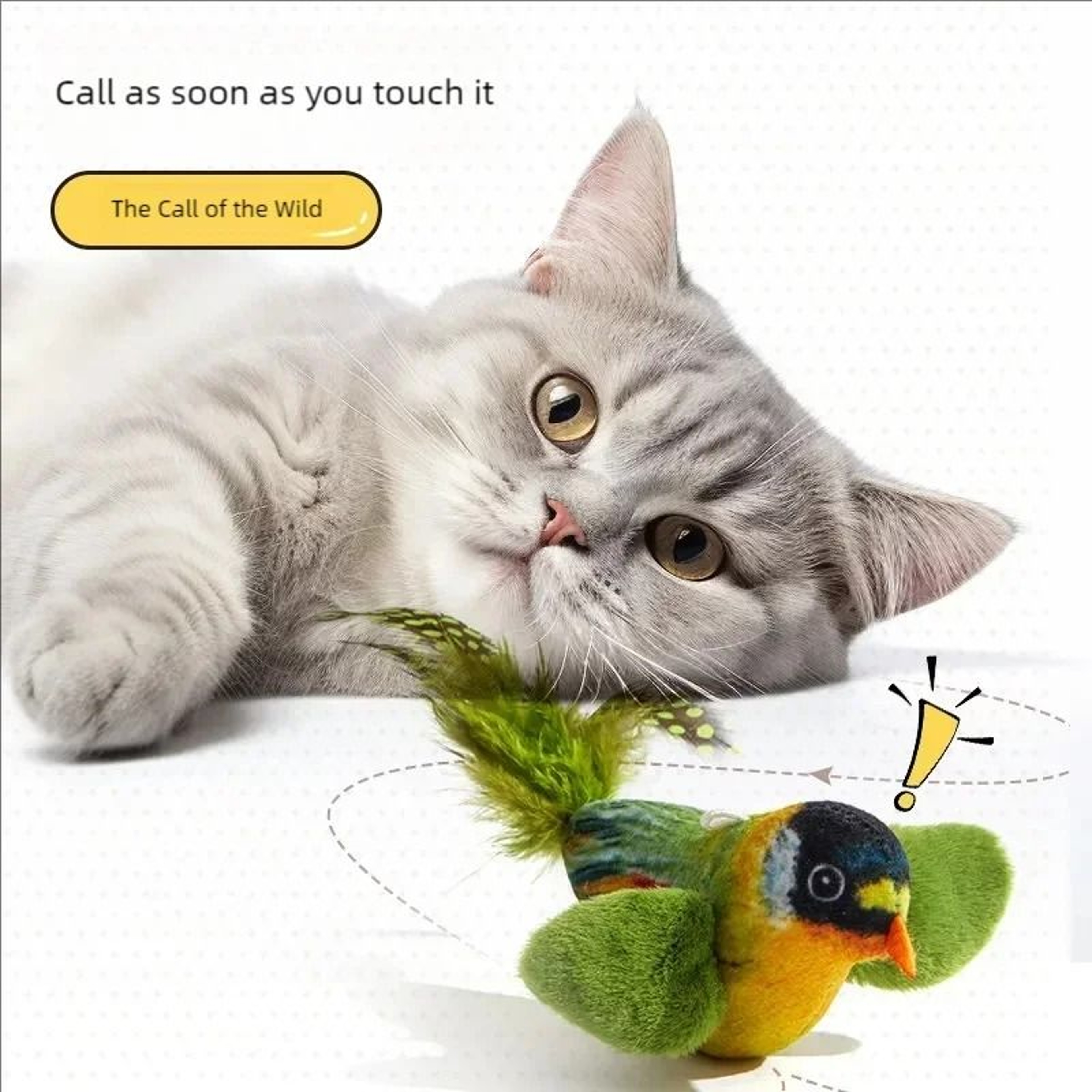 Interactive Simulation Sounding Bird Plush Cat Toy Electric Chirping Chew Bite Toy 3