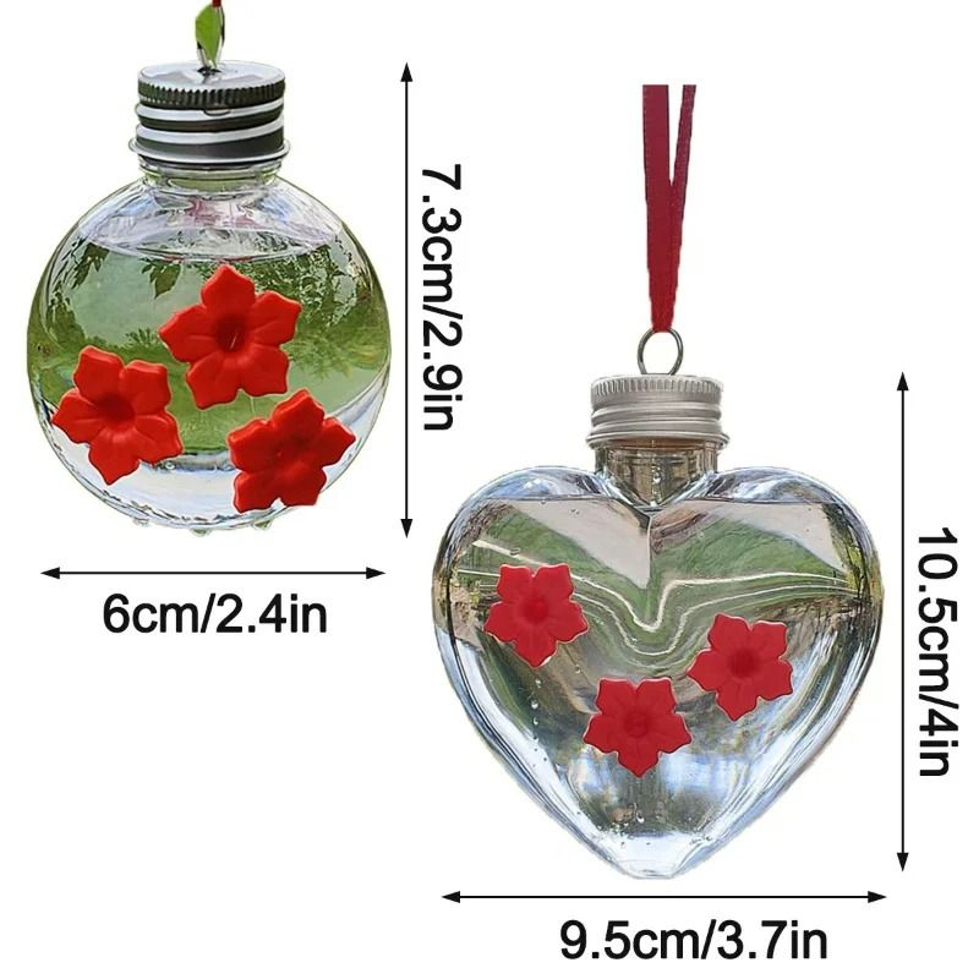 Outdoor Hanging Spherical Bird Water Feeder 3Hole Plastic Hummingbird Drinker 3