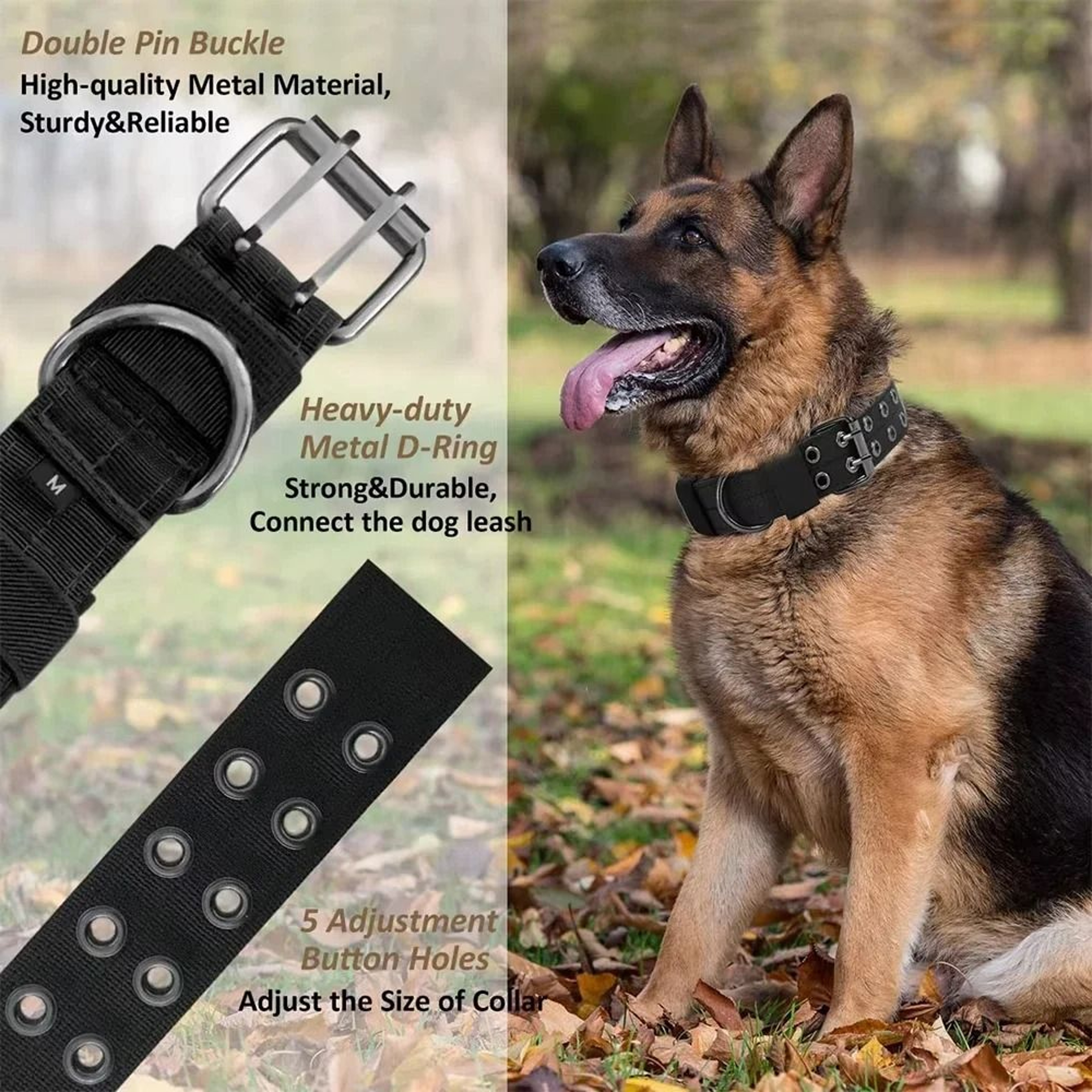 Outdoor Tactical Military Dog Collar HeavyDuty Metal Buckle Adjustable Training Collar 5
