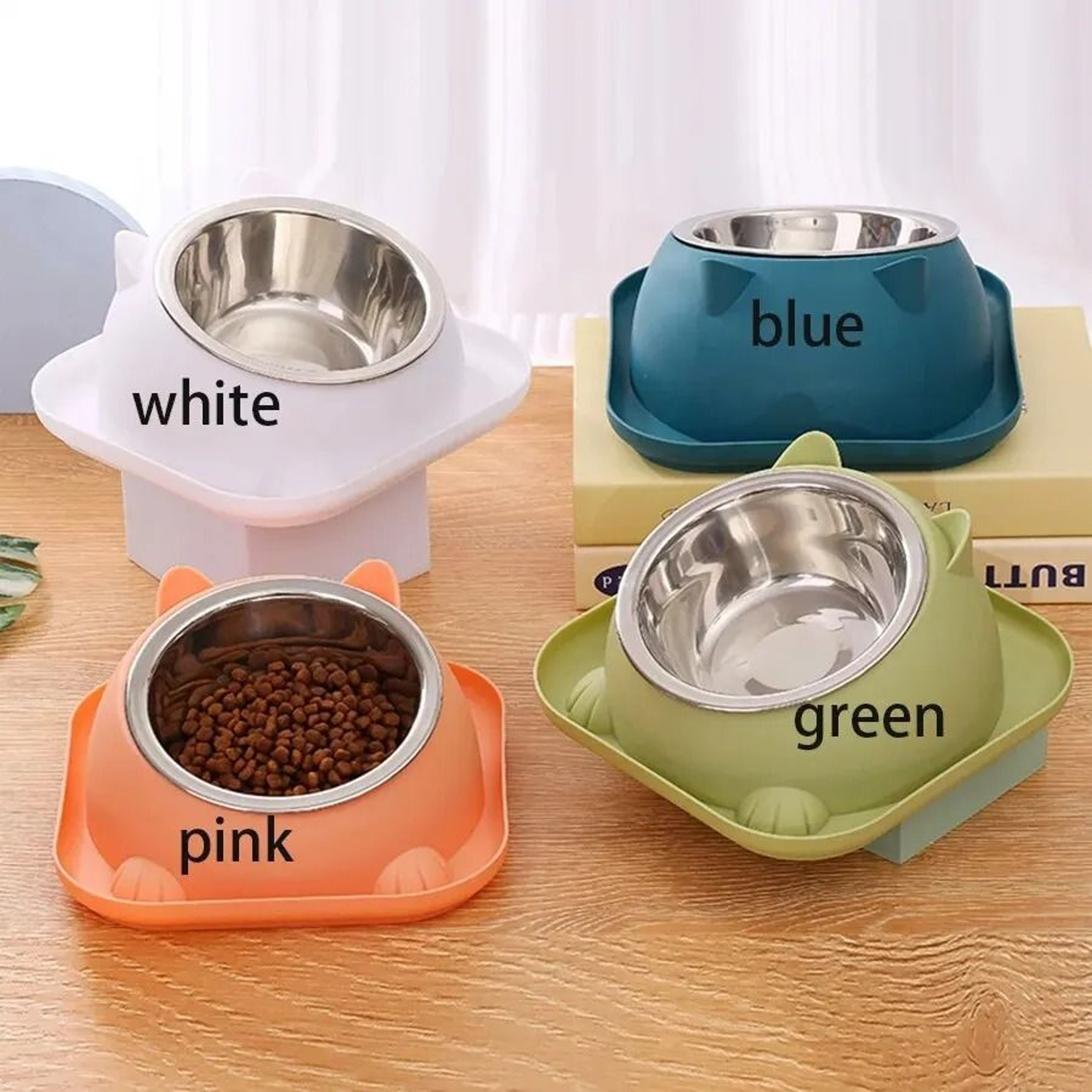 Stainless Steel AntiTipping Pet Bowl Fun Shaped AntiAnt Water Moat Base For Cats  Dogs 1